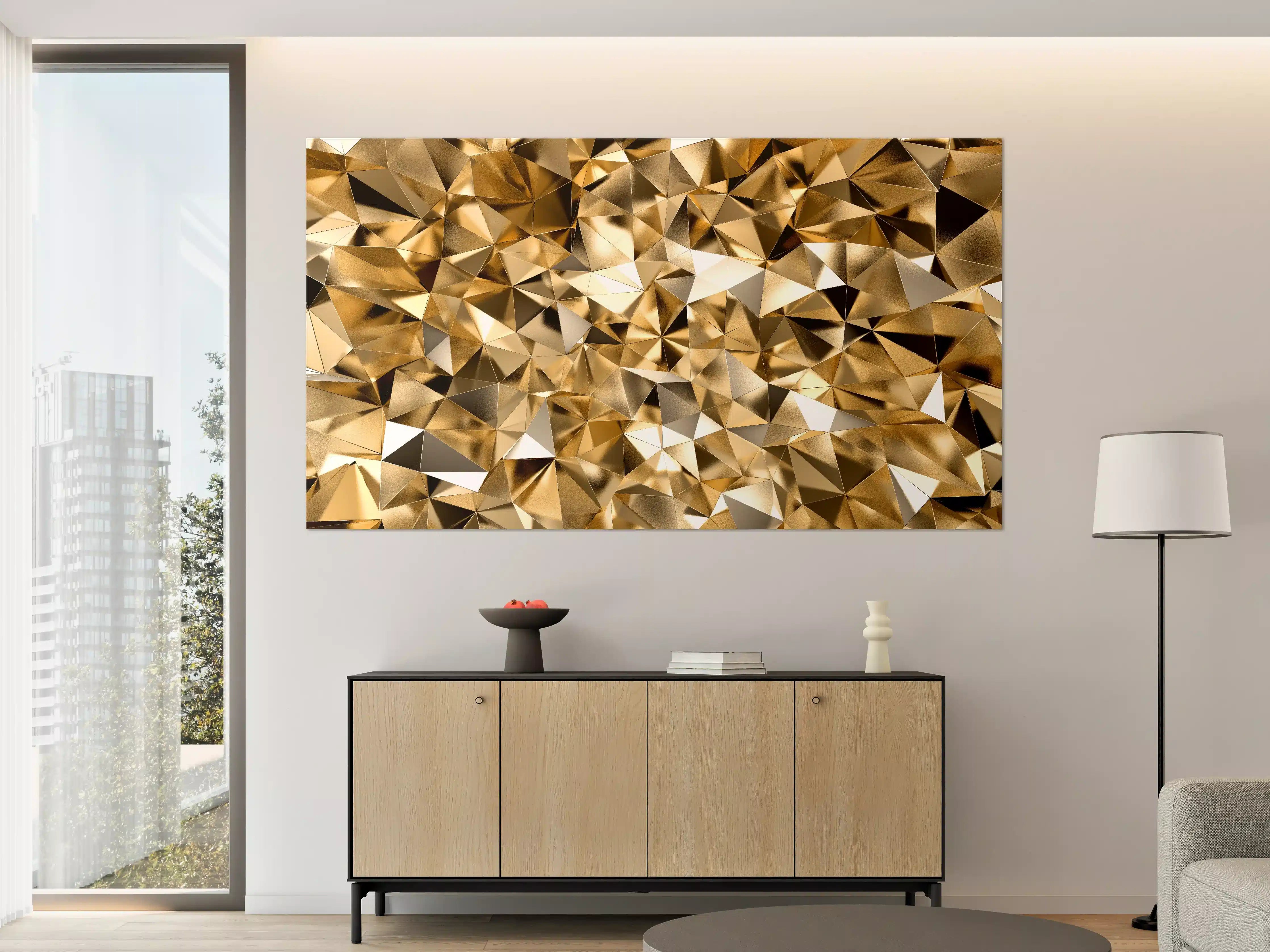 Große Wandbilder - 3D Goldenes Kristall Design