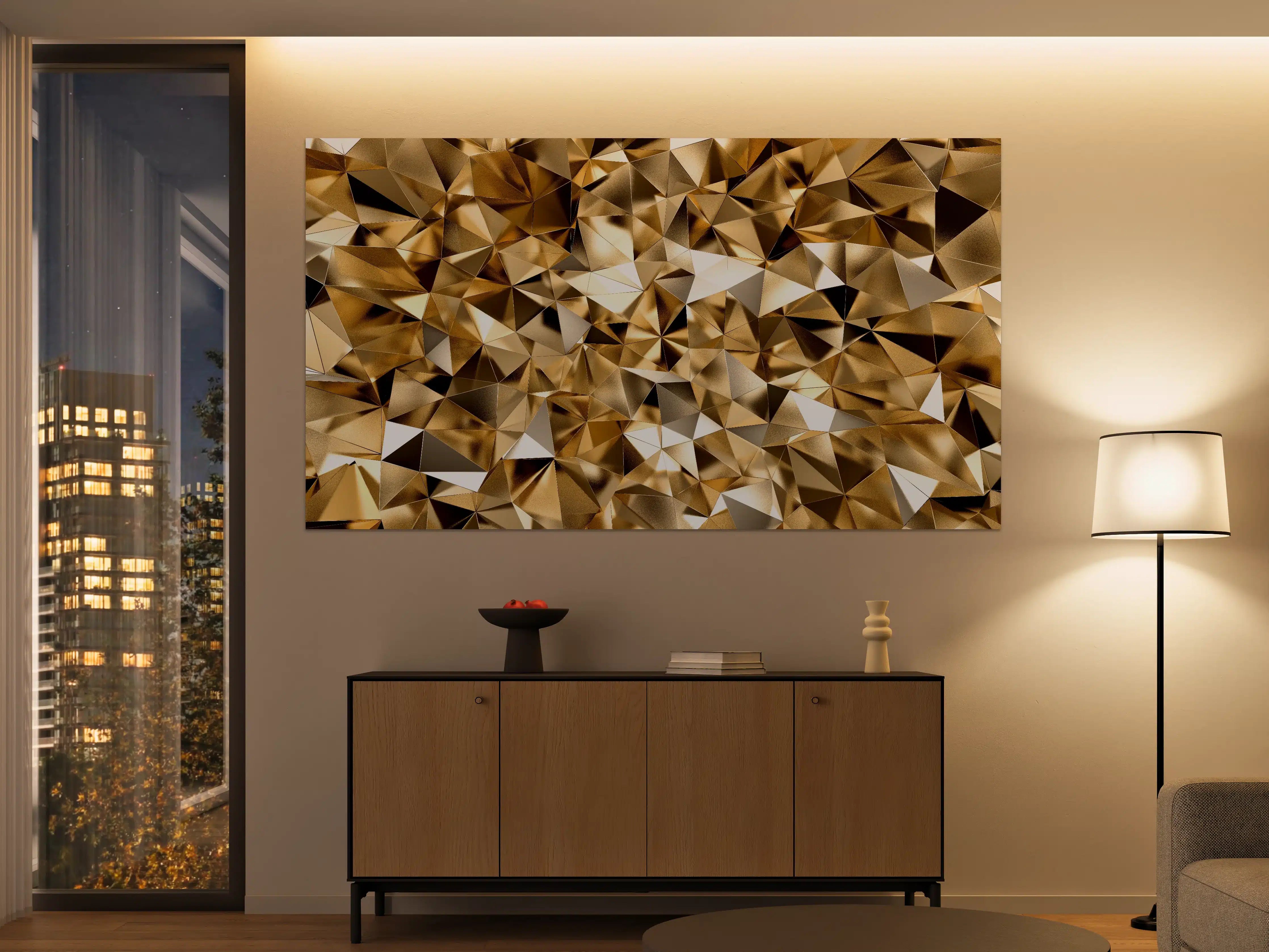 Große Wandbilder - 3D Goldenes Kristall Design