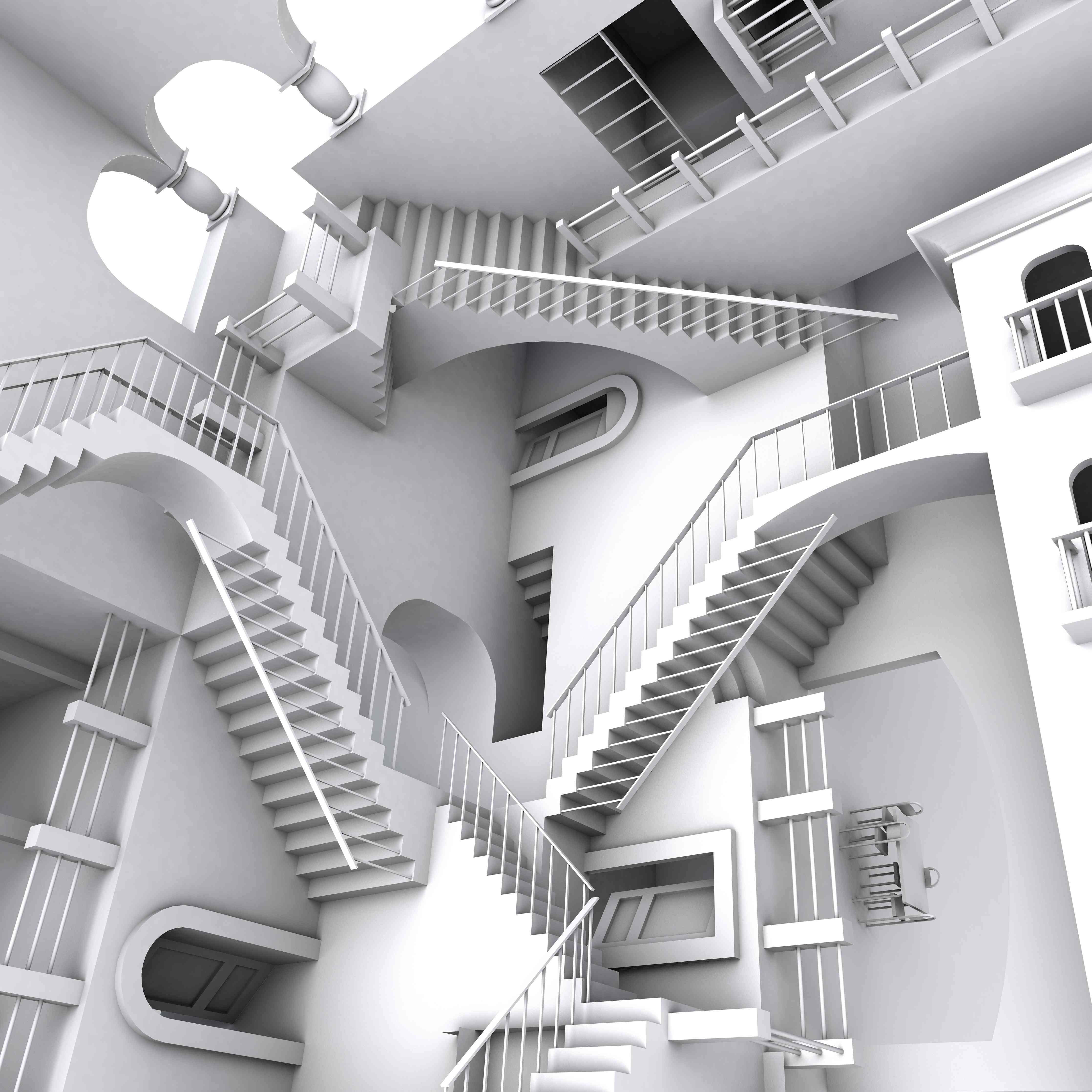 Große Wandbilder-3D-Illustration einer von Escher inspirierten Treppe
