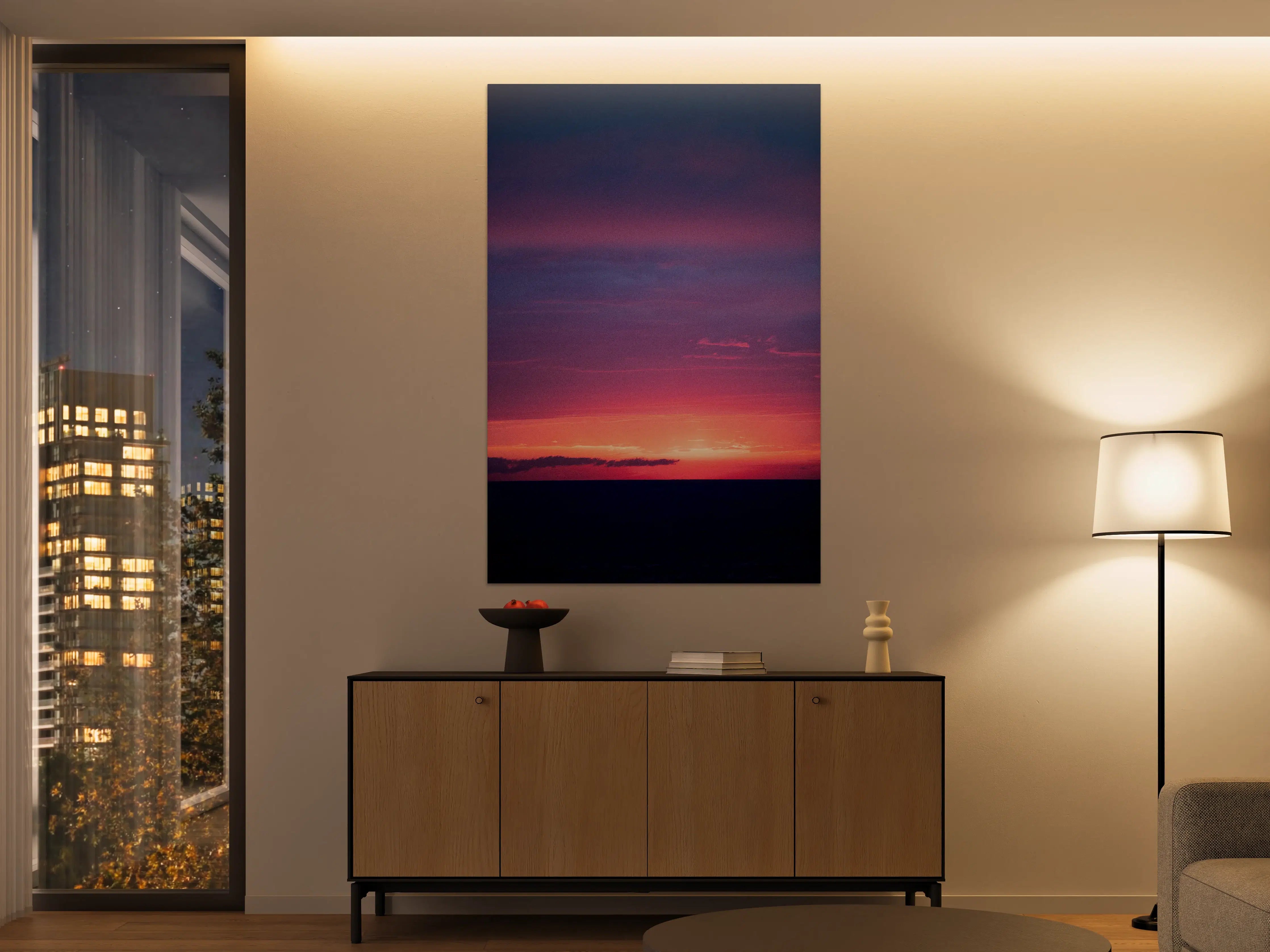 Große Wandbilder - Abendhimmel mit Farbverlauf in Pink und Blau