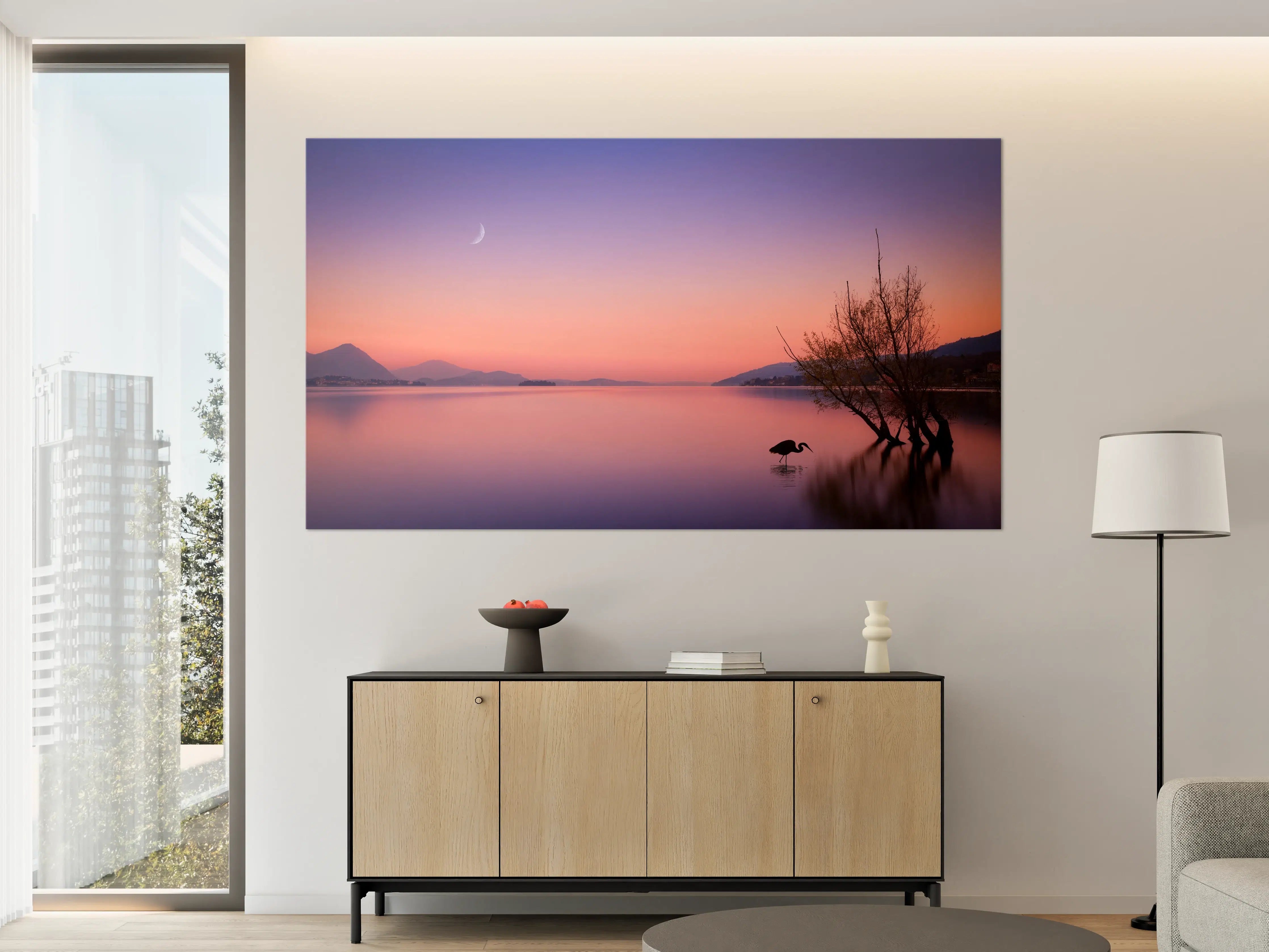 Große Wandbilder - Abendliche Seelandschaft mit Mondschein