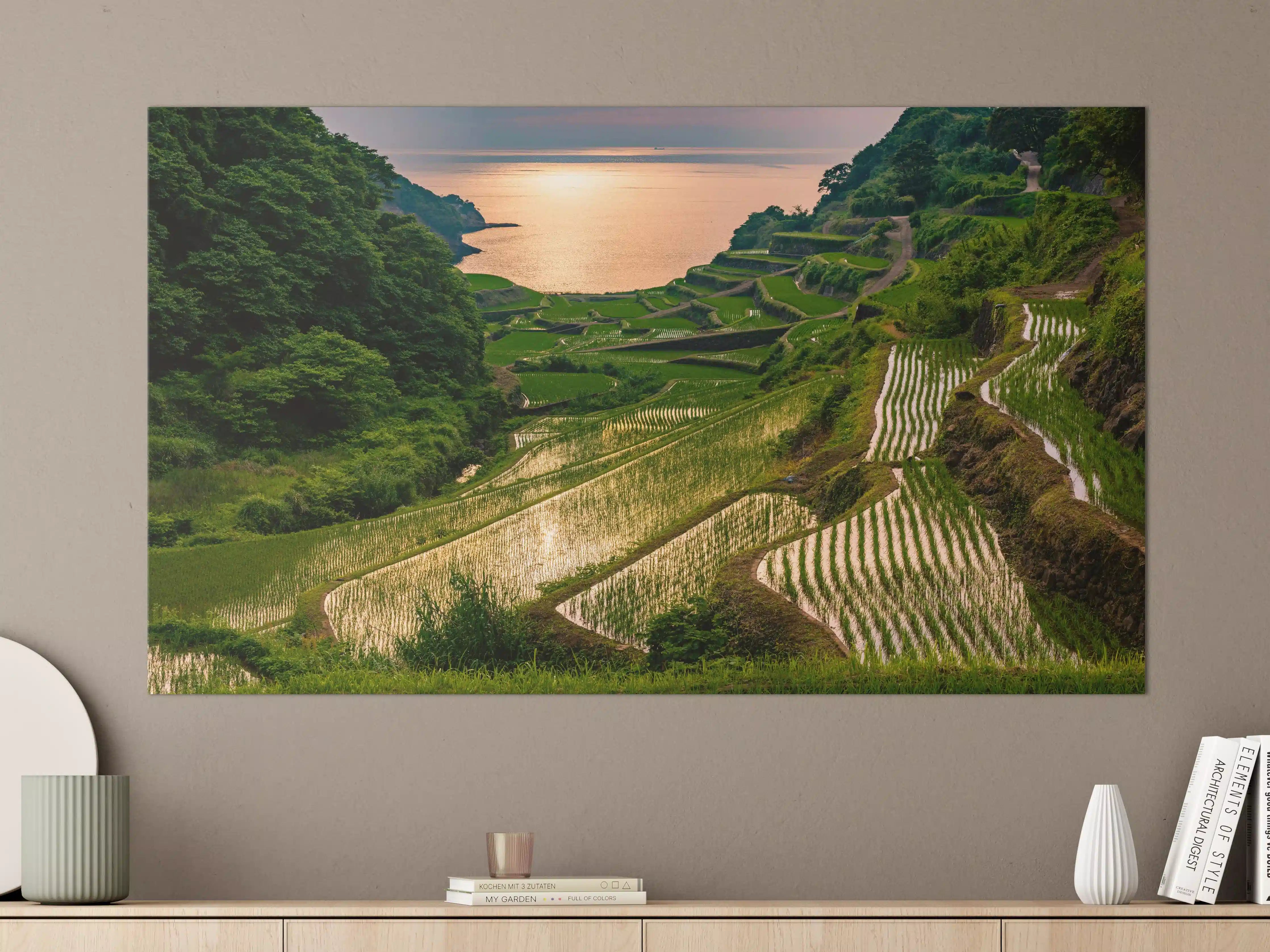Große Wandbilder - Abendlicher Blick japanische Berglandschaft