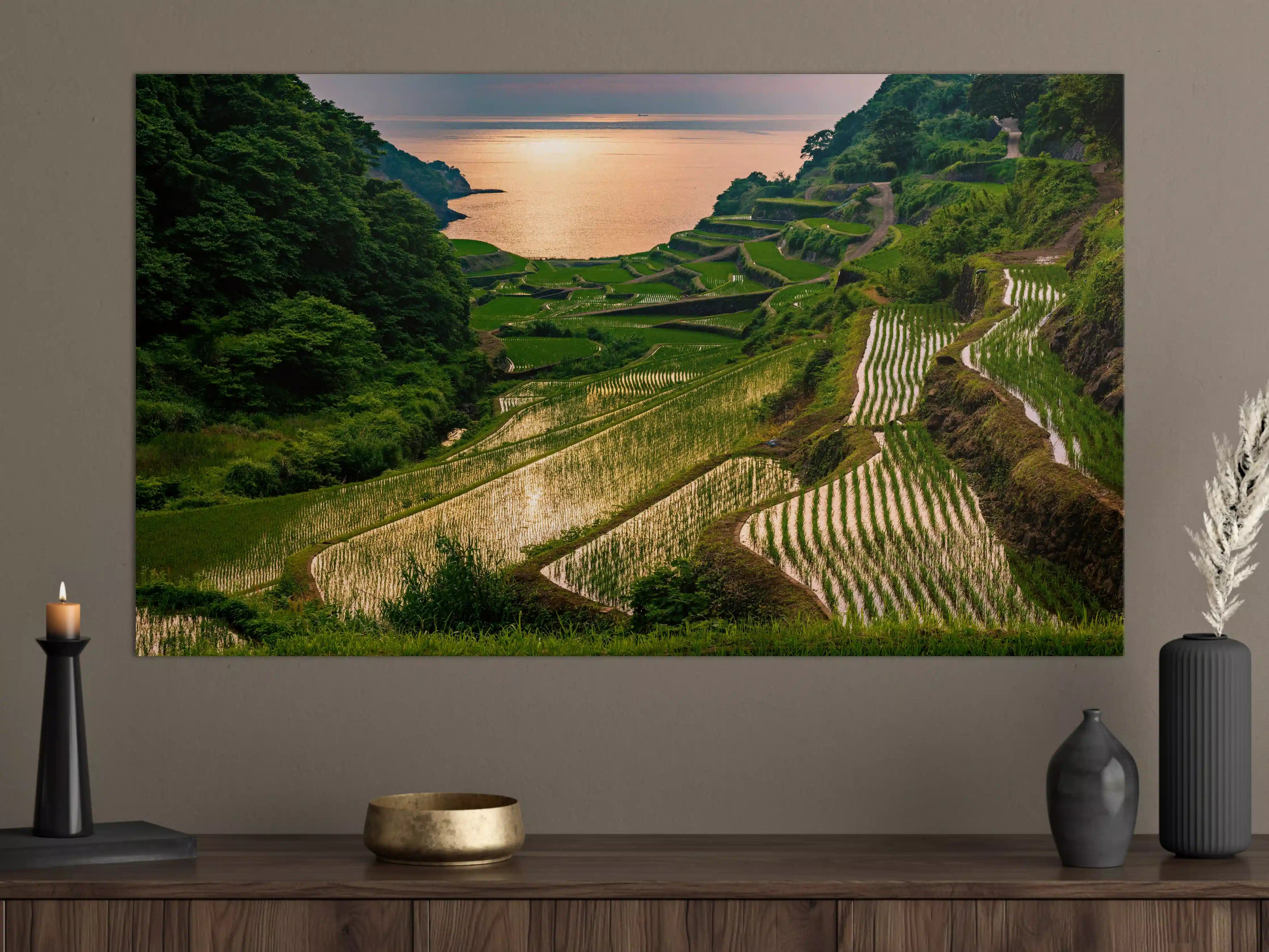 Große Wandbilder - Abendlicher Blick japanische Berglandschaft