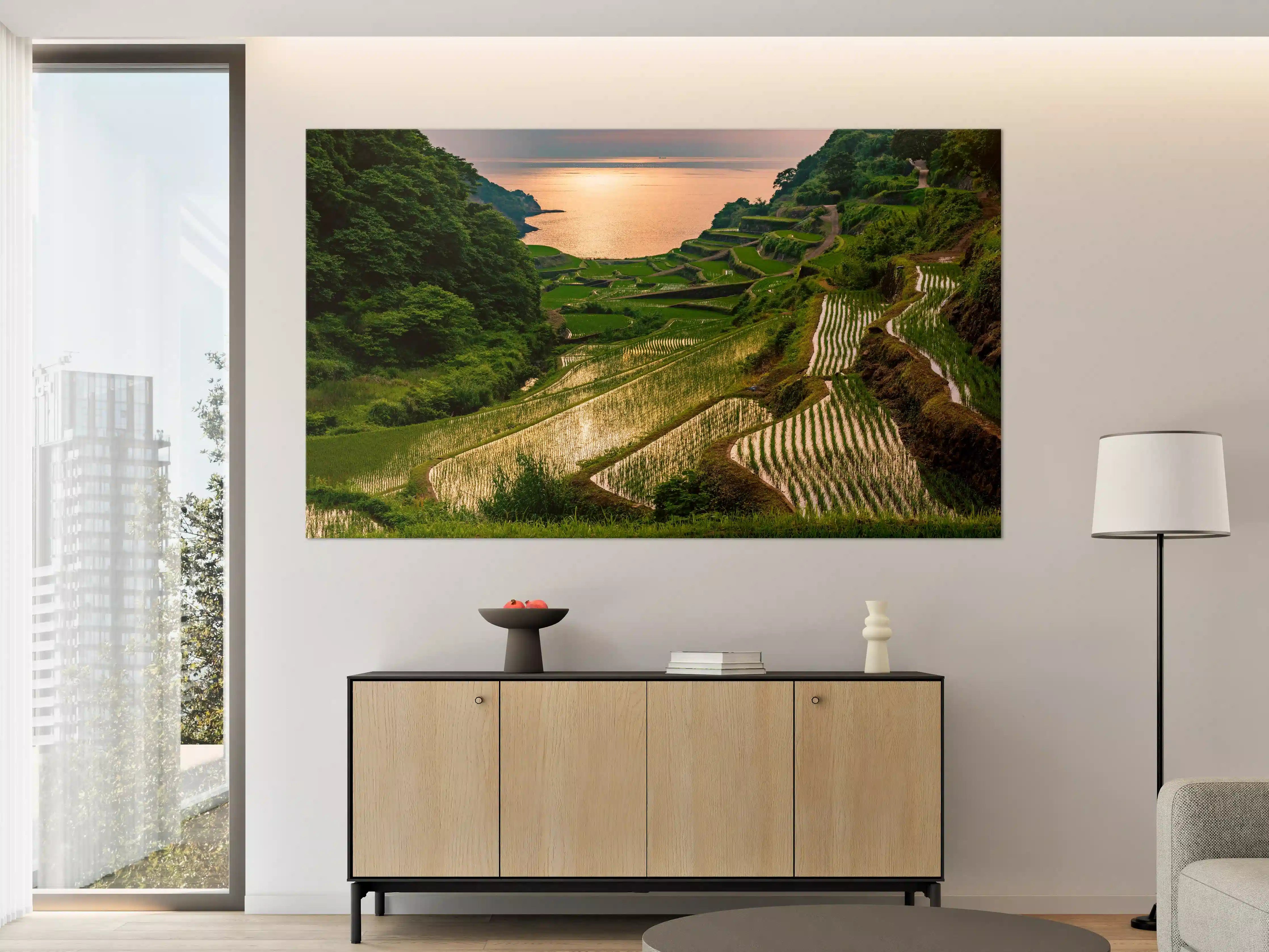 Große Wandbilder - Abendlicher Blick japanische Berglandschaft