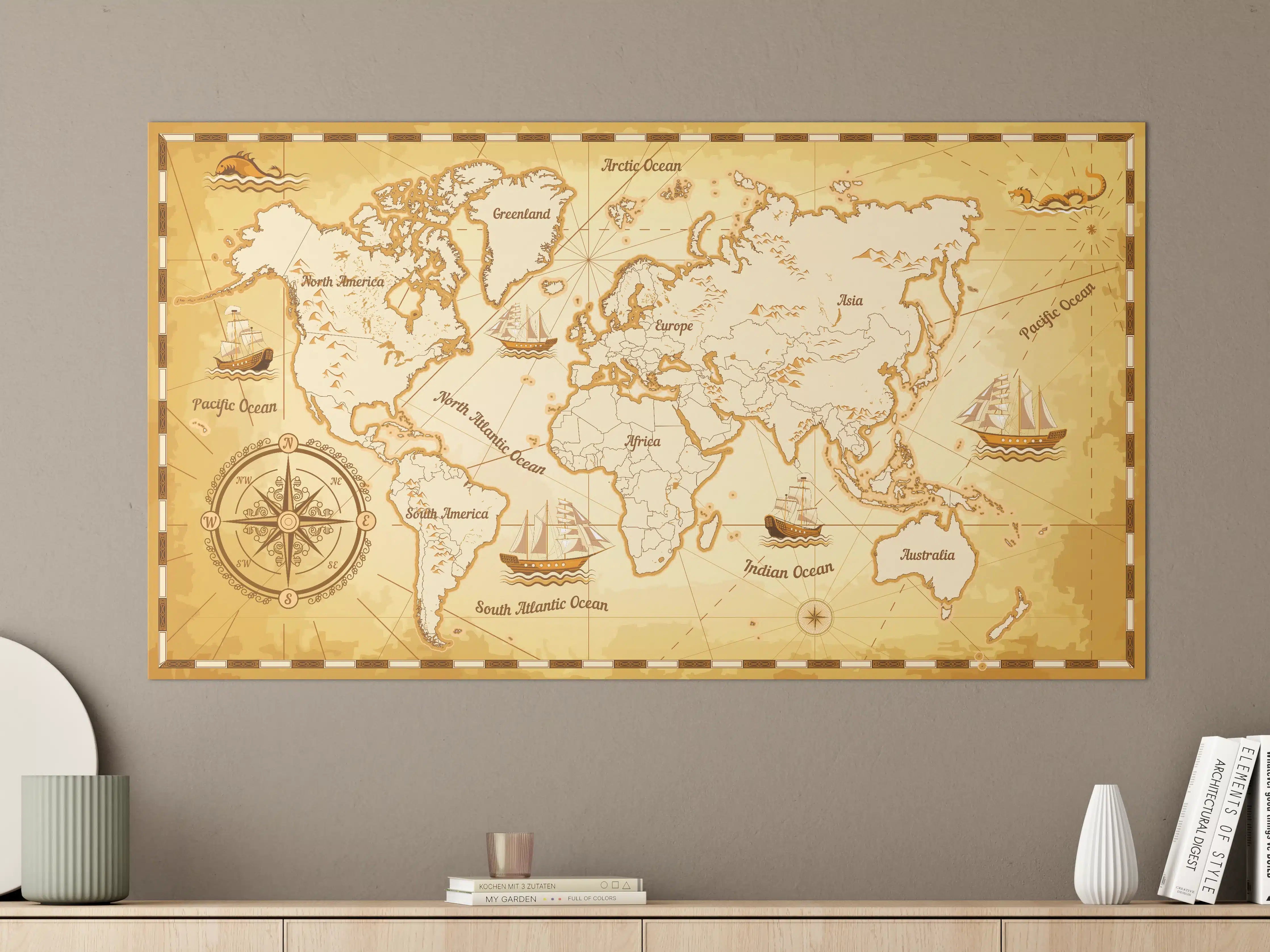 Große Wandbilder - Abenteuerliche Weltkartenkunst