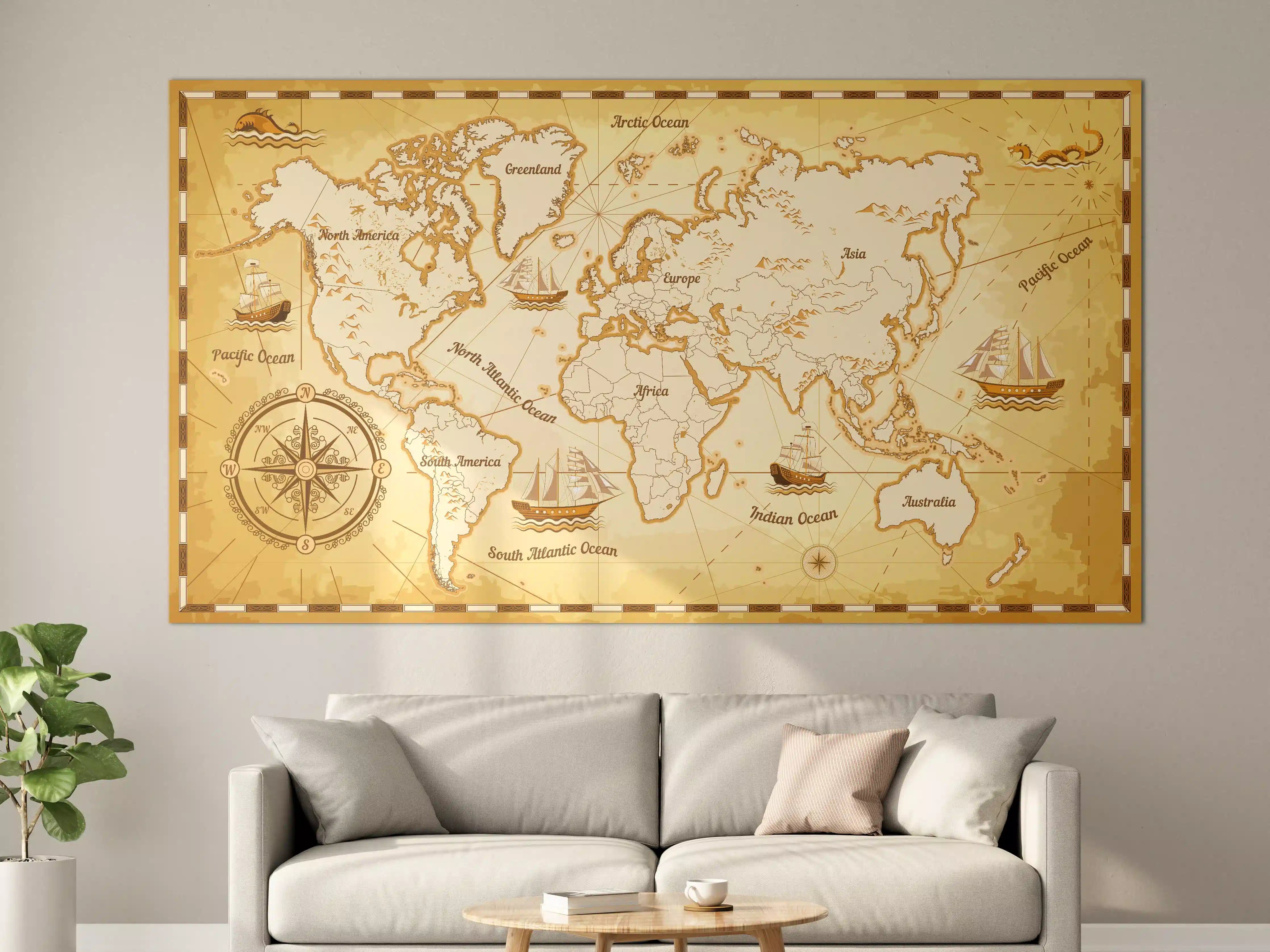 Große Wandbilder - Abenteuerliche Weltkartenkunst