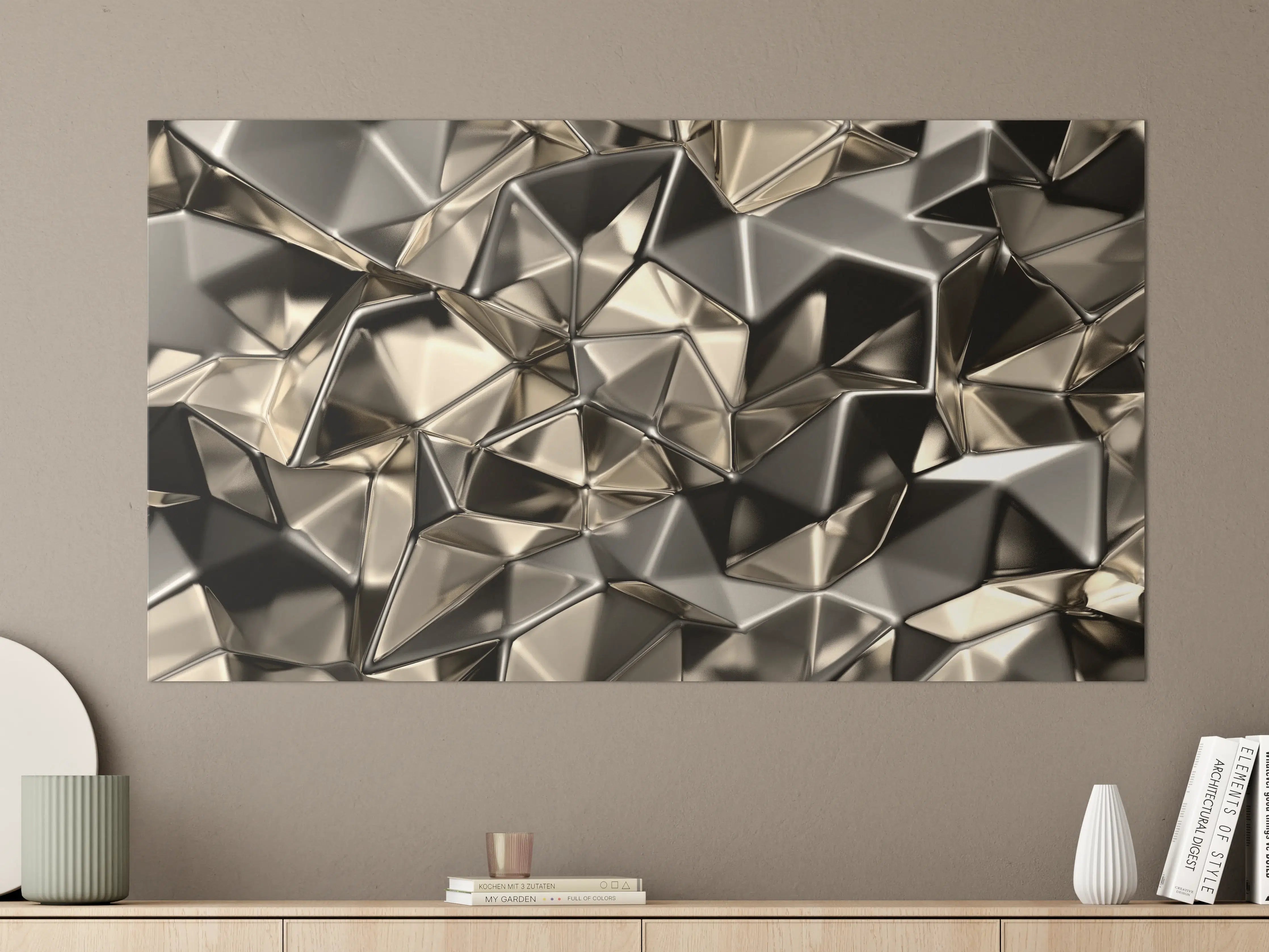Große Wandbilder - Abstract Metallic Triangle Pattern