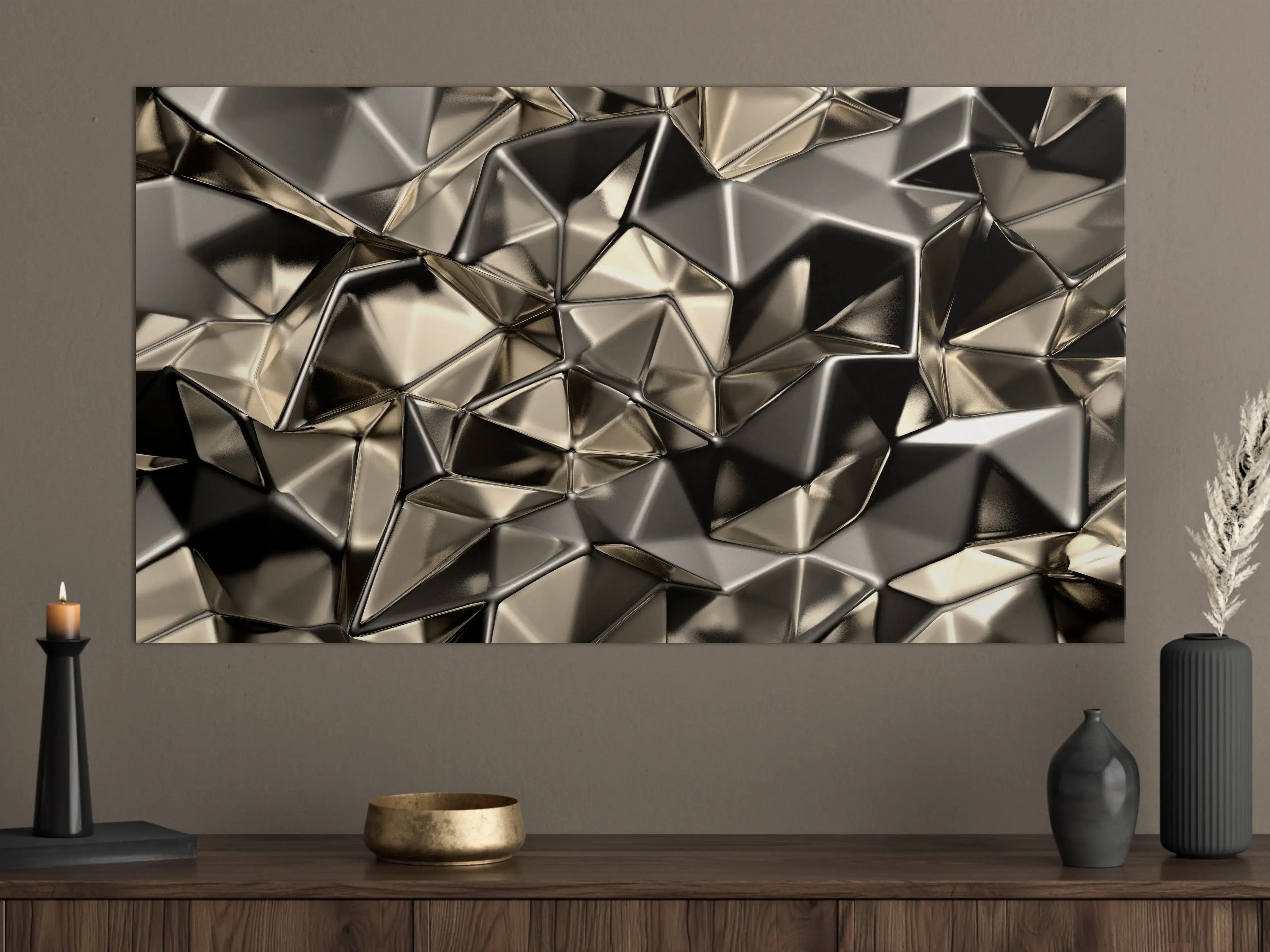 Große Wandbilder - Abstract Metallic Triangle Pattern