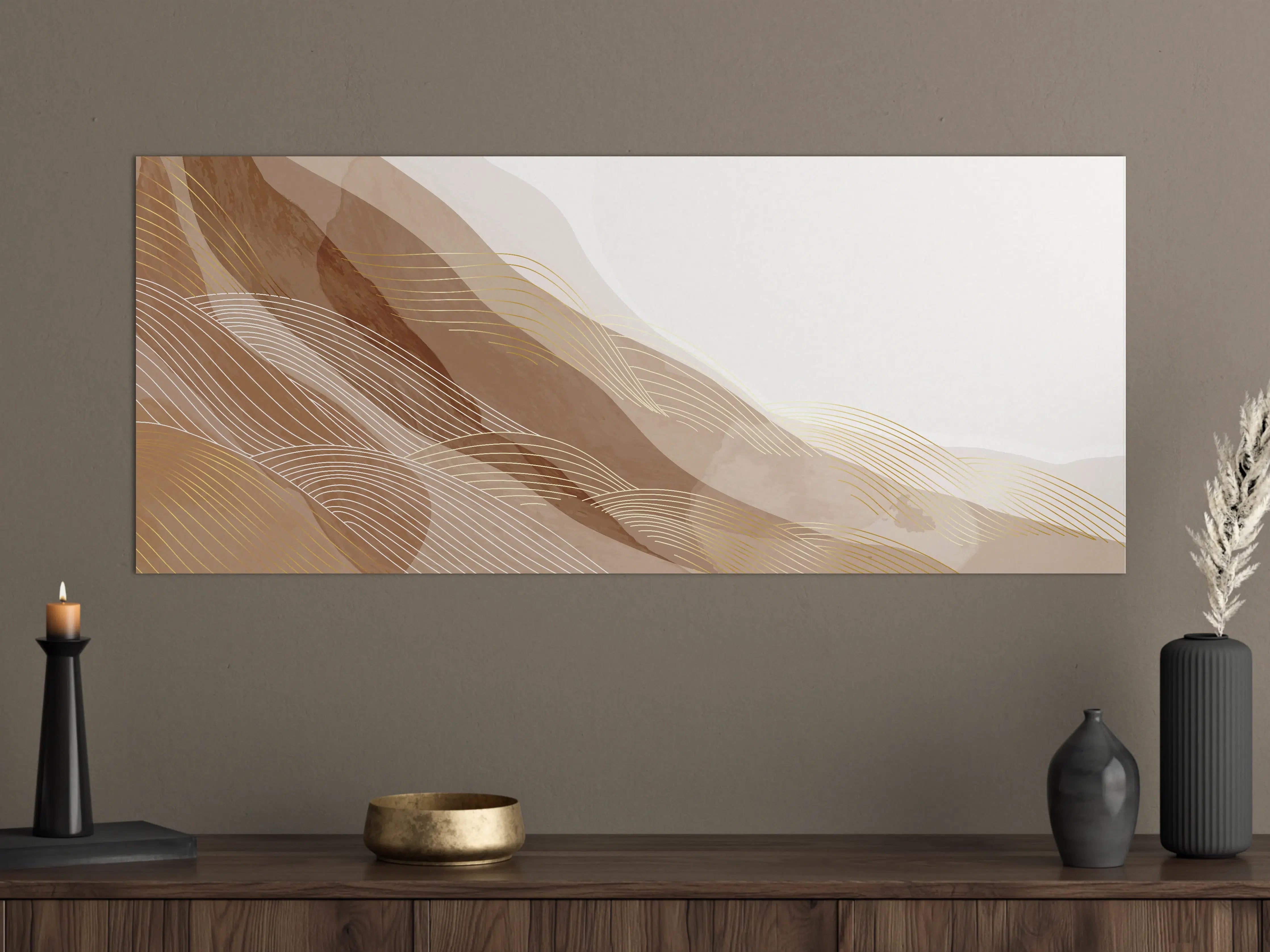 Große Wandbilder - Abstrakte Beige Linien Kunst
