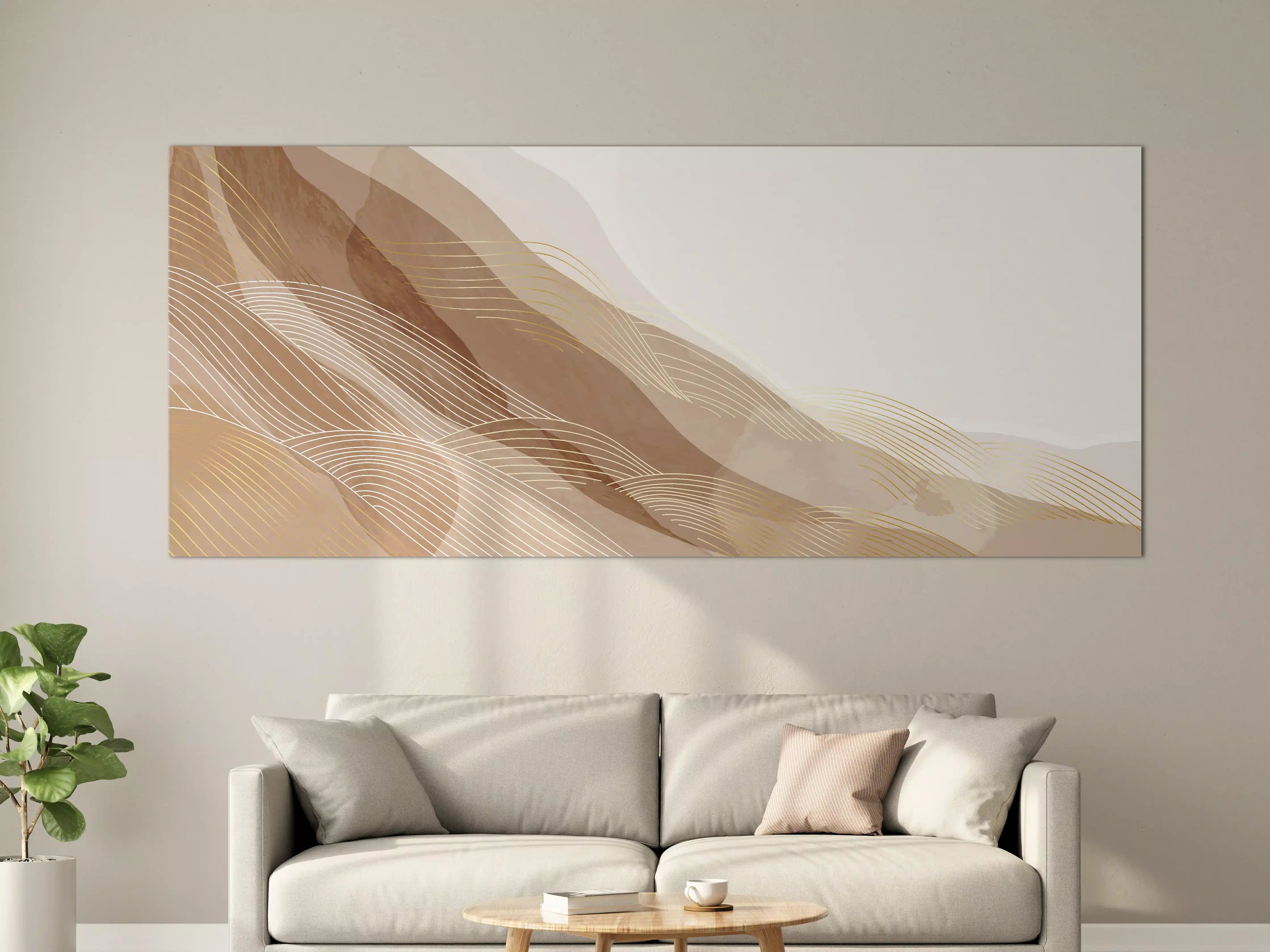 Große Wandbilder - Abstrakte Beige Linien Kunst