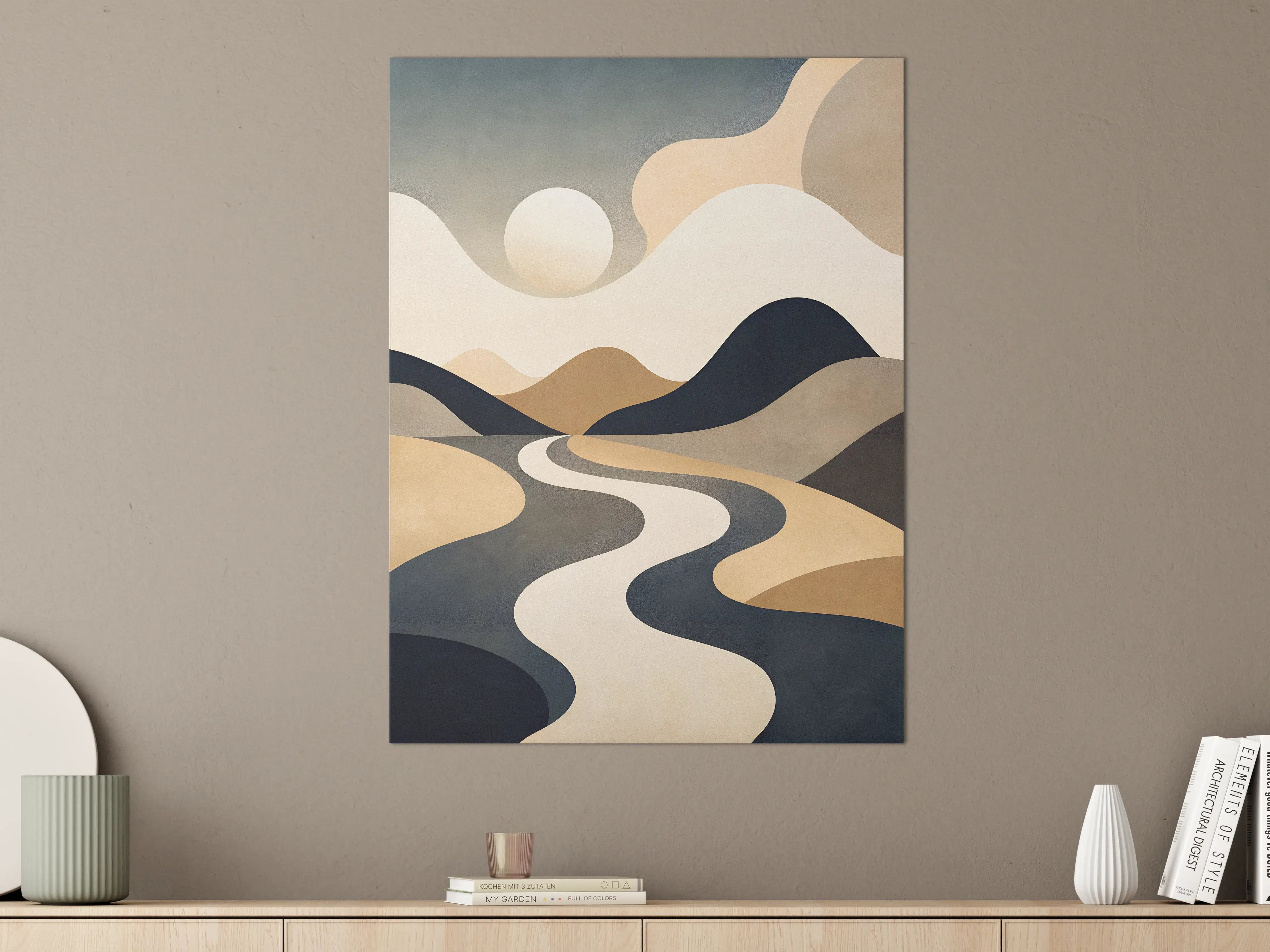 Große Wandbilder - Abstrakte Berg- und Flusslandschaft