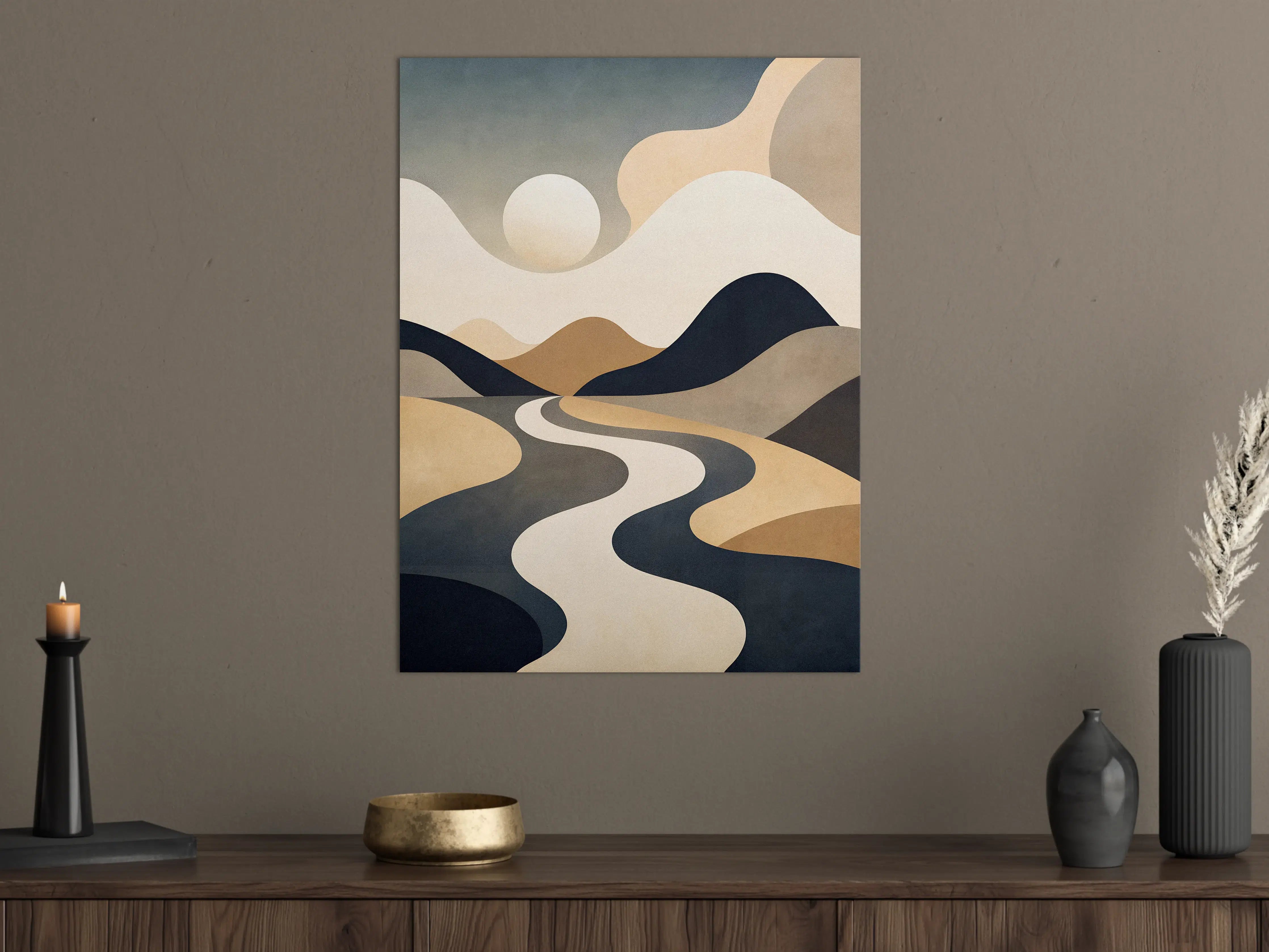 Große Wandbilder - Abstrakte Berg- und Flusslandschaft