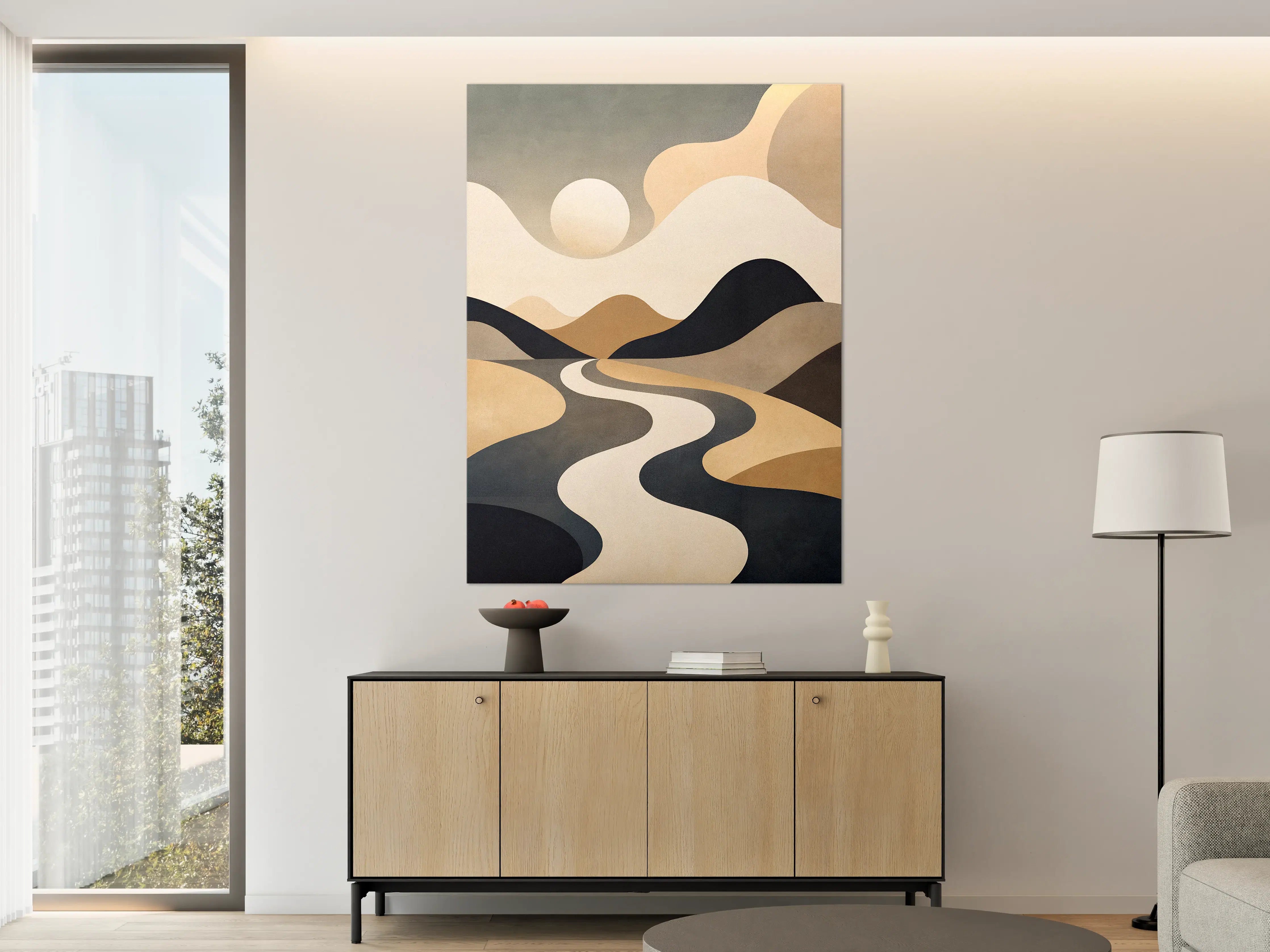 Große Wandbilder - Abstrakte Berg- und Flusslandschaft