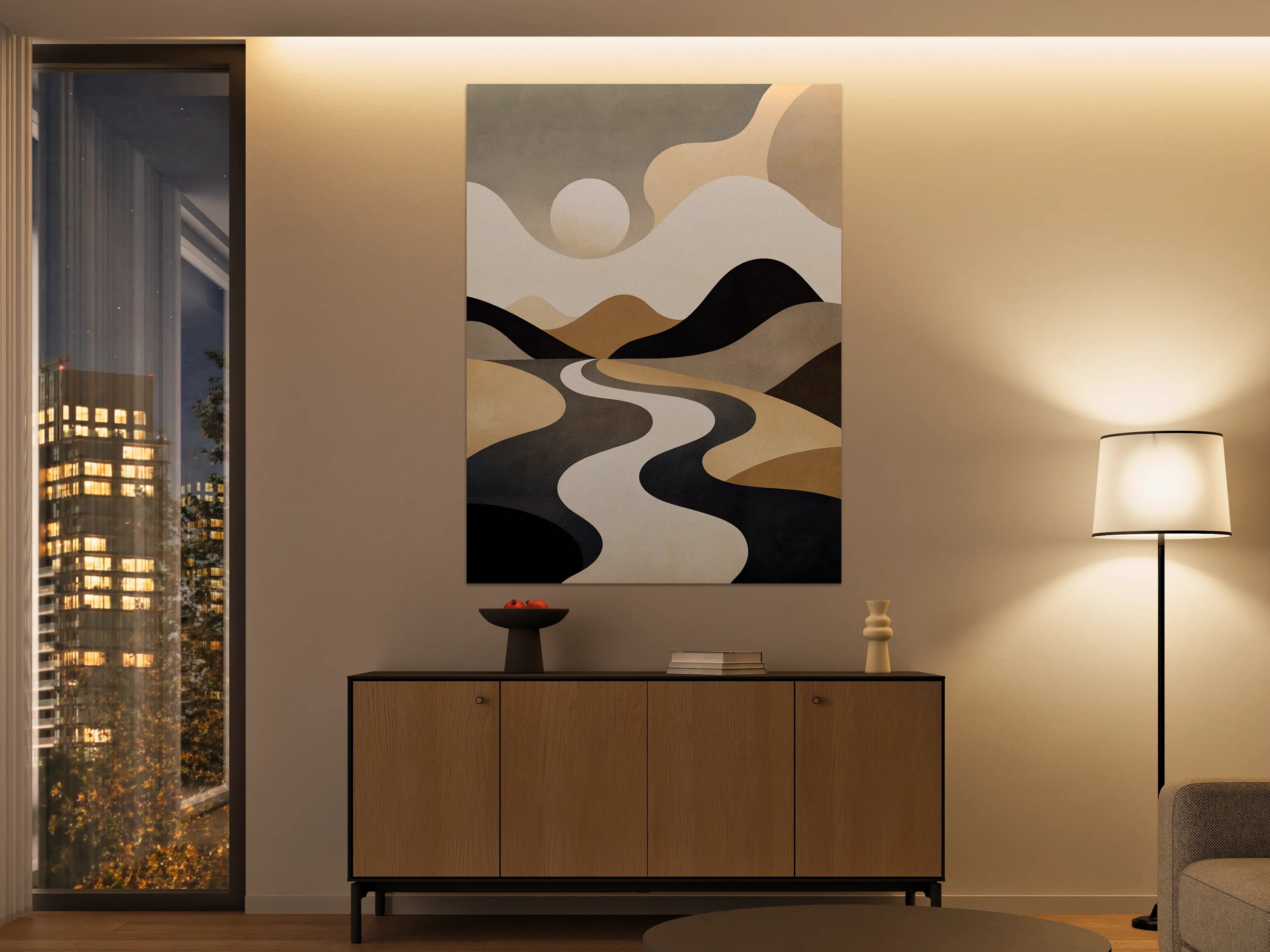 Große Wandbilder - Abstrakte Berg- und Flusslandschaft