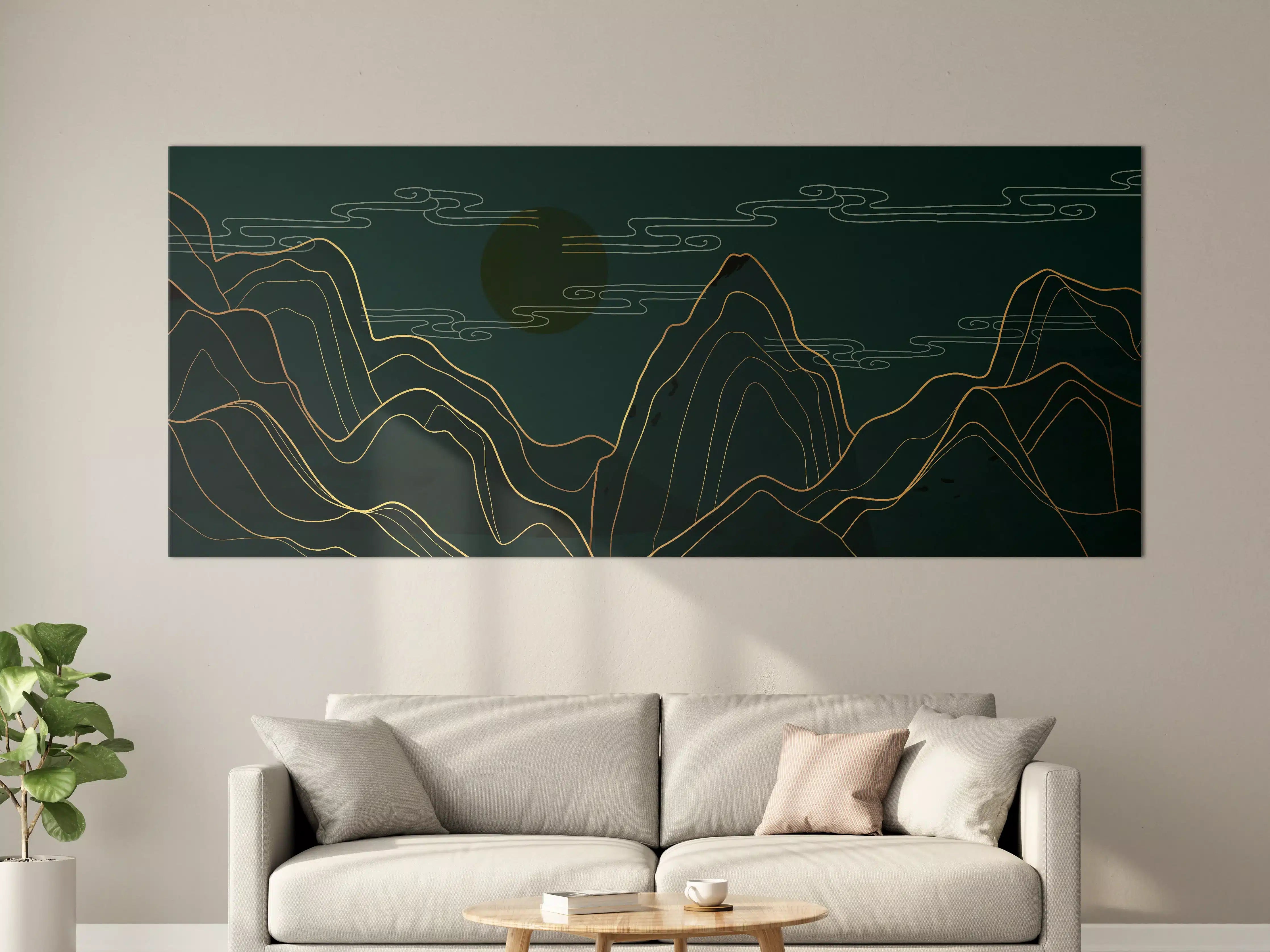 Große Wandbilder - Abstrakte Berglandschaft Linienkunst