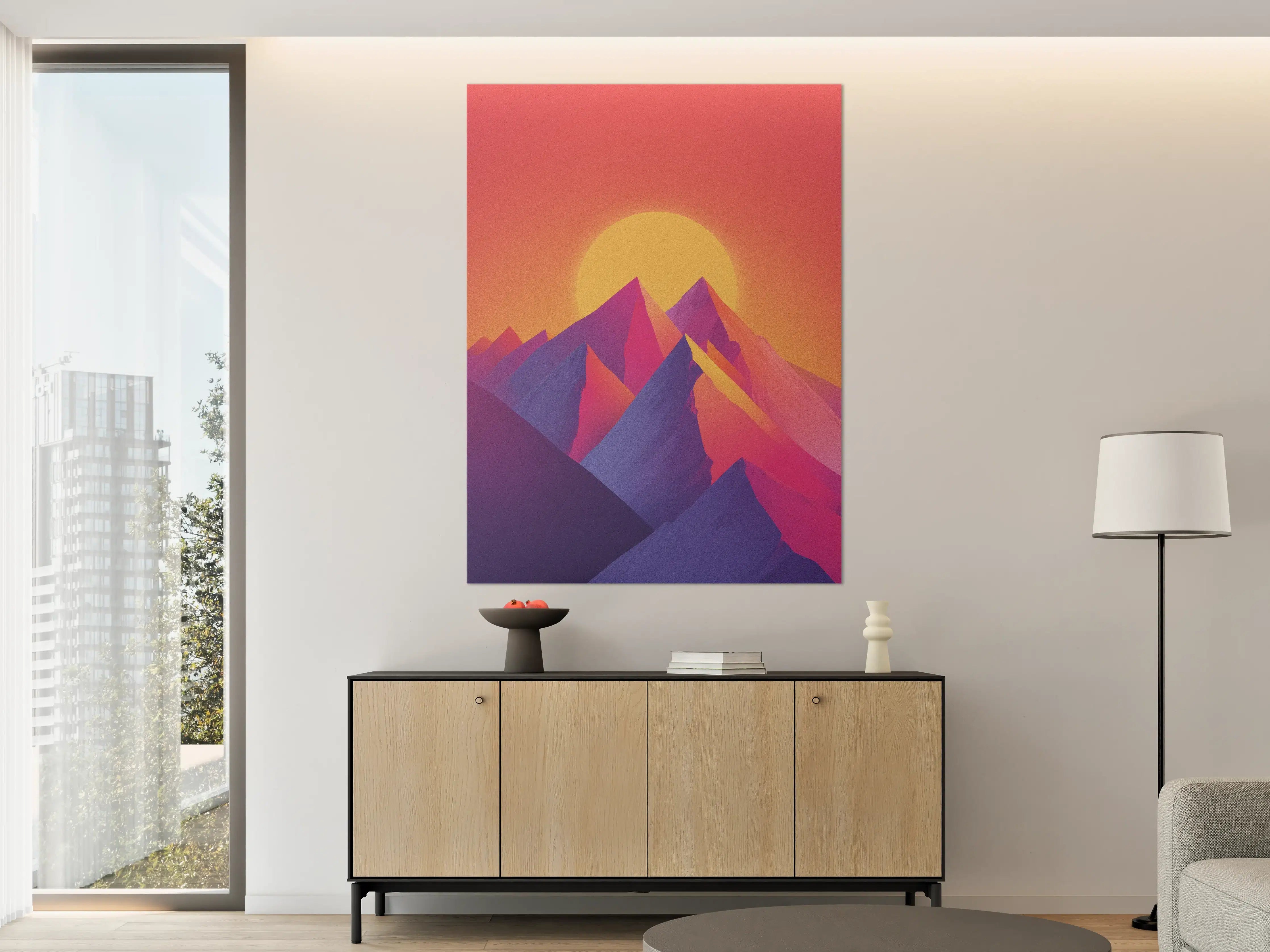 Große Wandbilder - Abstrakte Berglandschaft bei Sonnenuntergang