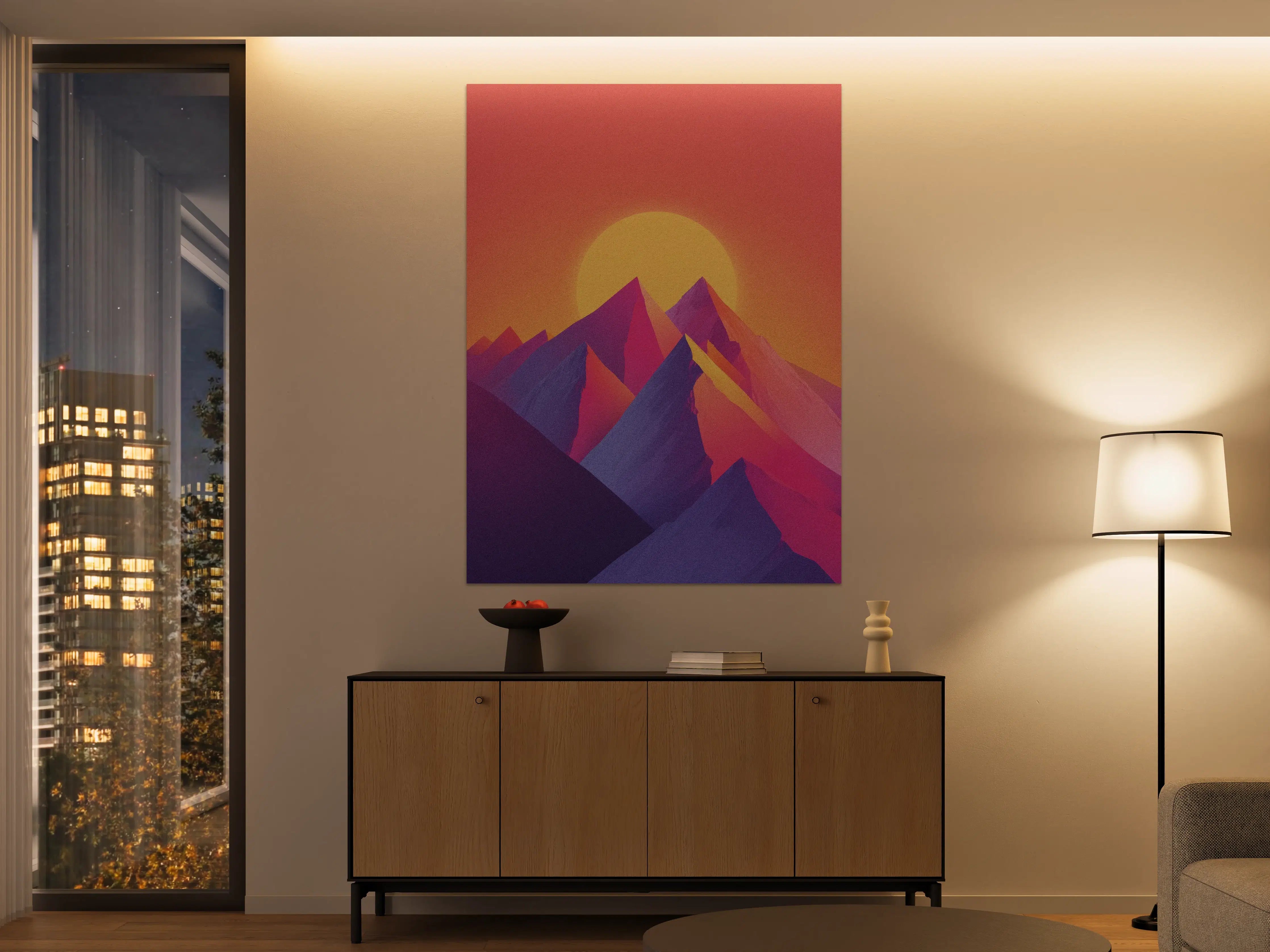 Große Wandbilder - Abstrakte Berglandschaft bei Sonnenuntergang