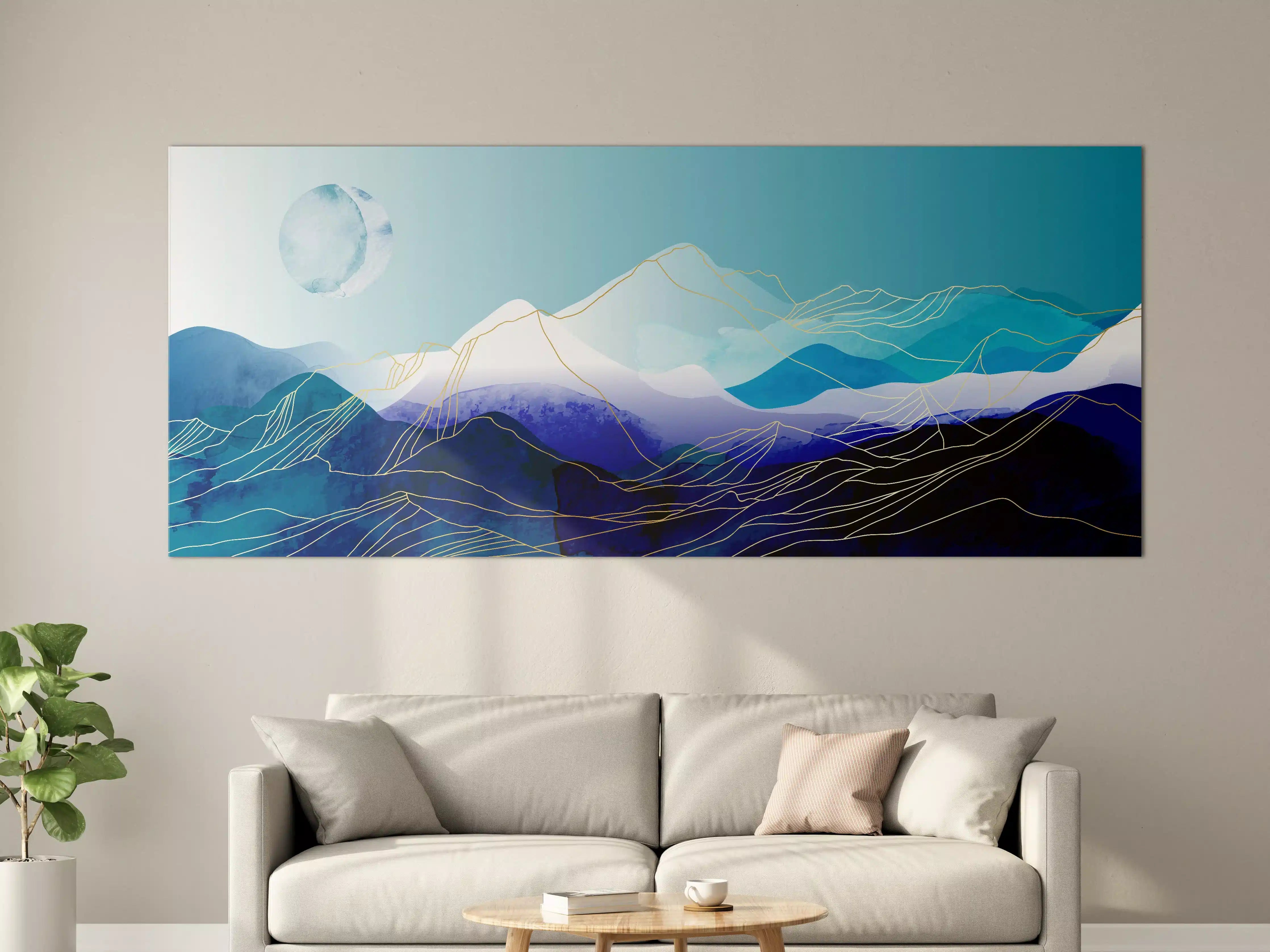 Große Wandbilder - Abstrakte Berglandschaft in Blautönen