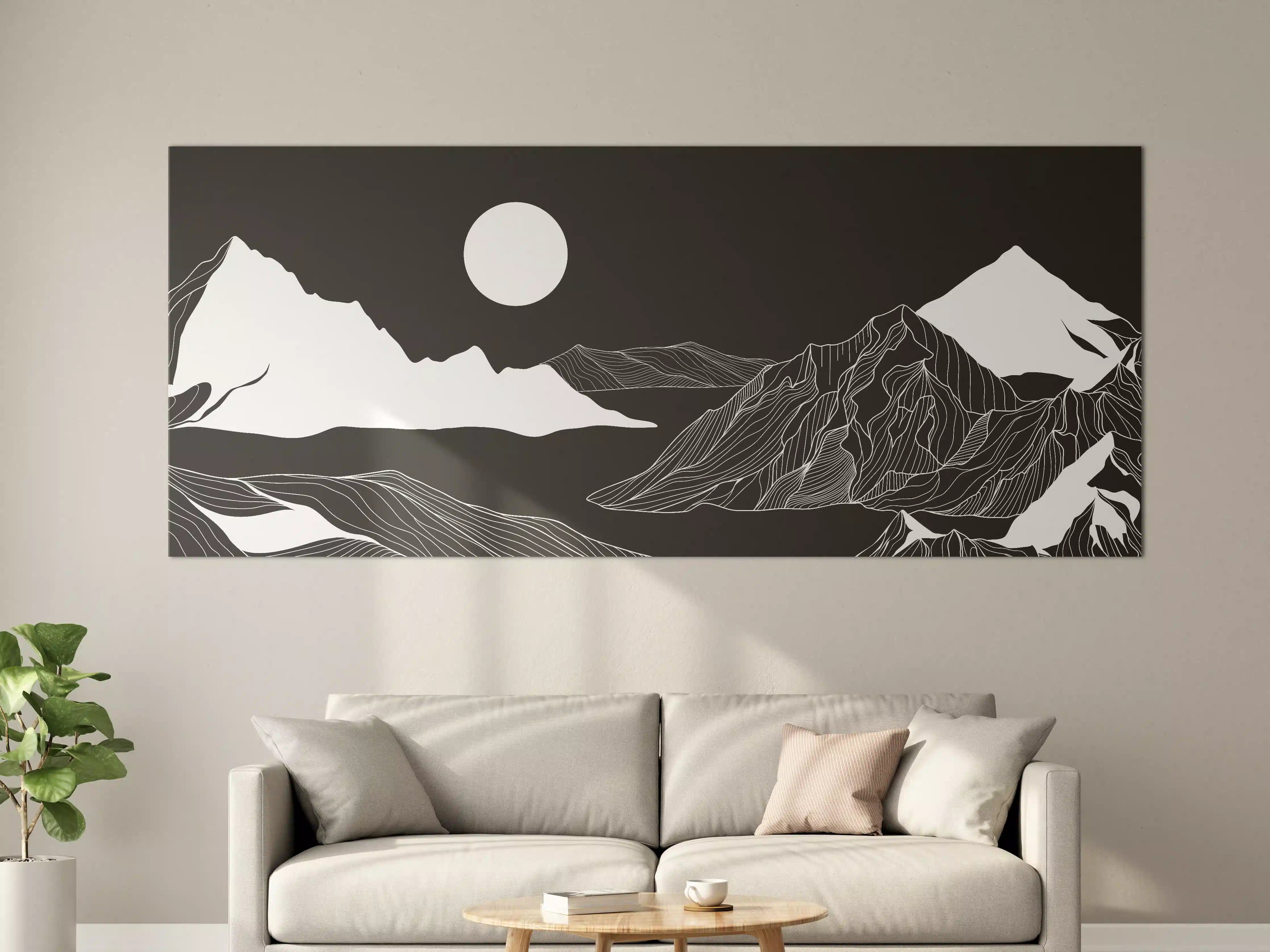 Große Wandbilder - Abstrakte Berglandschaft in Monochrom