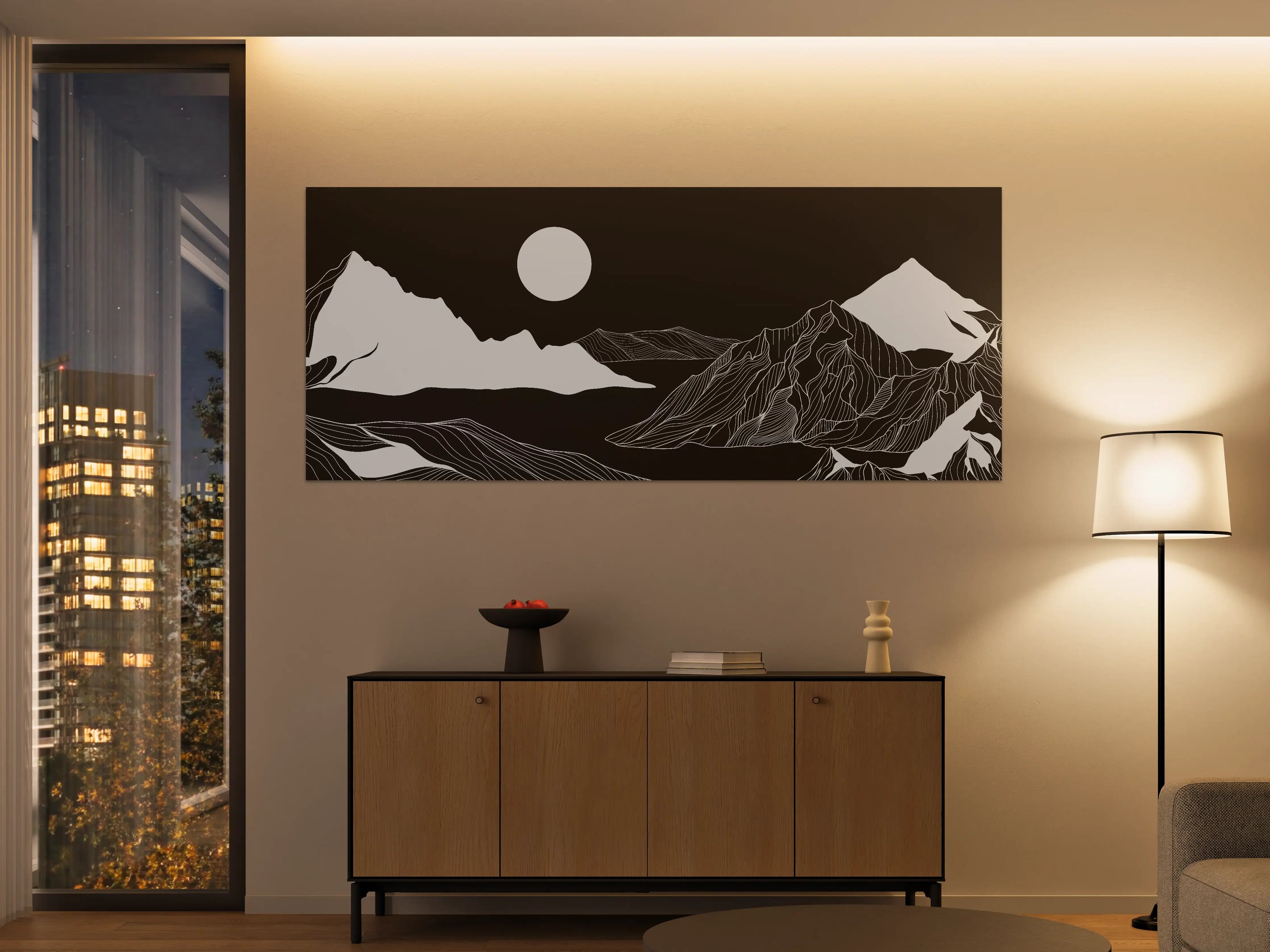 Große Wandbilder - Abstrakte Berglandschaft in Monochrom