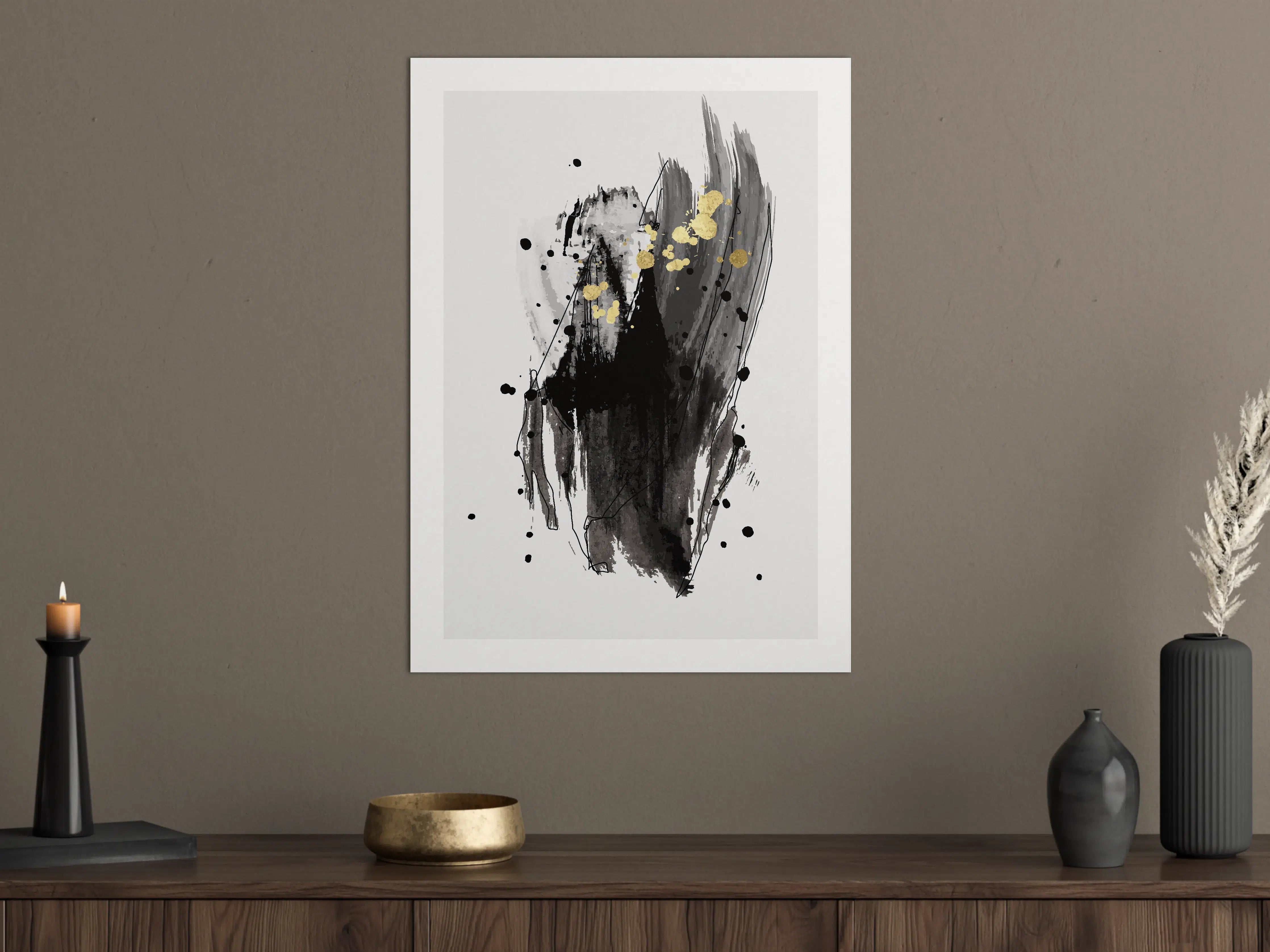 Große Wandbilder - Abstrakte Black & Gold Kunst