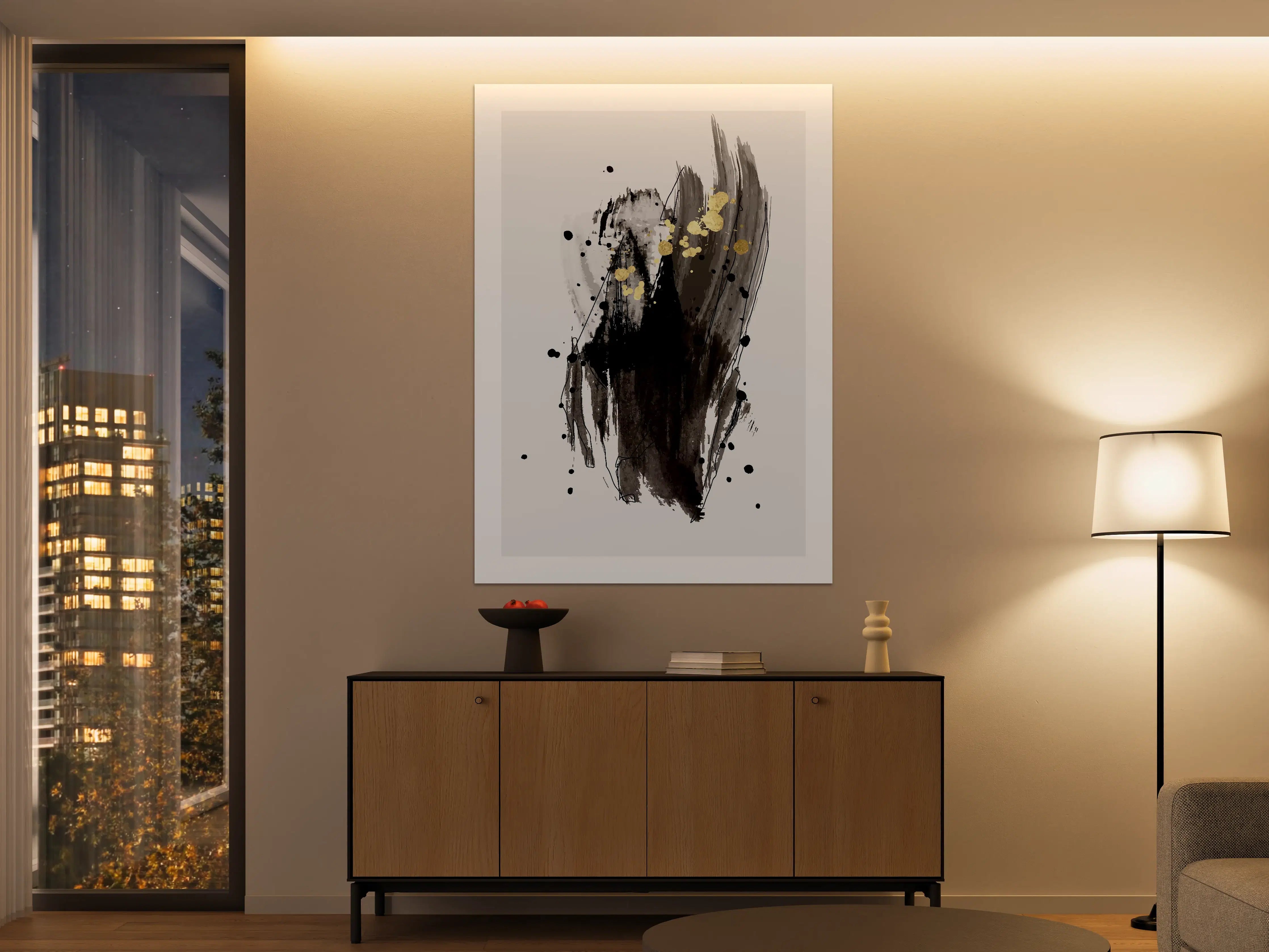 Große Wandbilder - Abstrakte Black & Gold Kunst