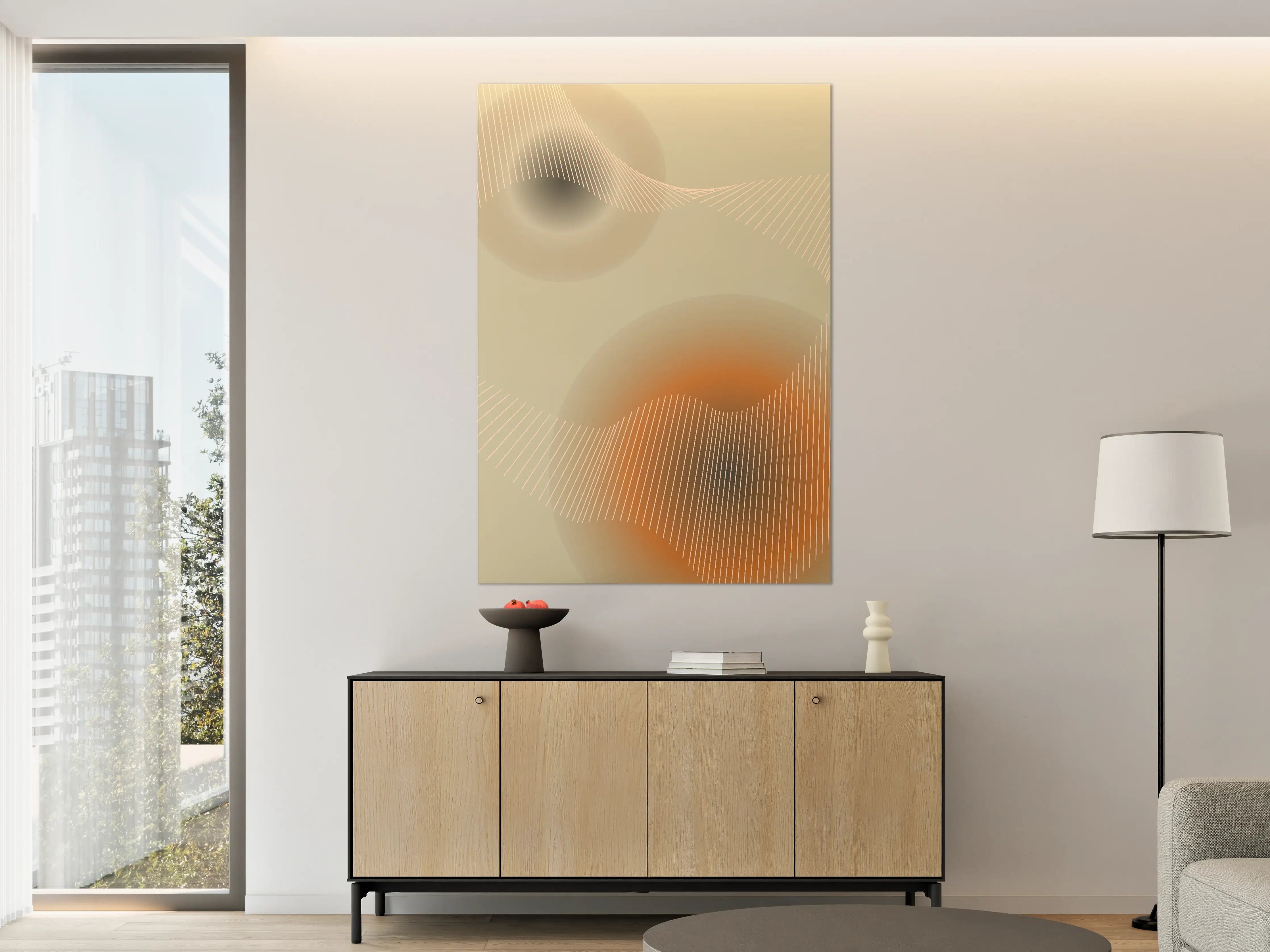 Große Wandbilder - Abstrakte Digital Kunst in Erd- und Grünschattierungen