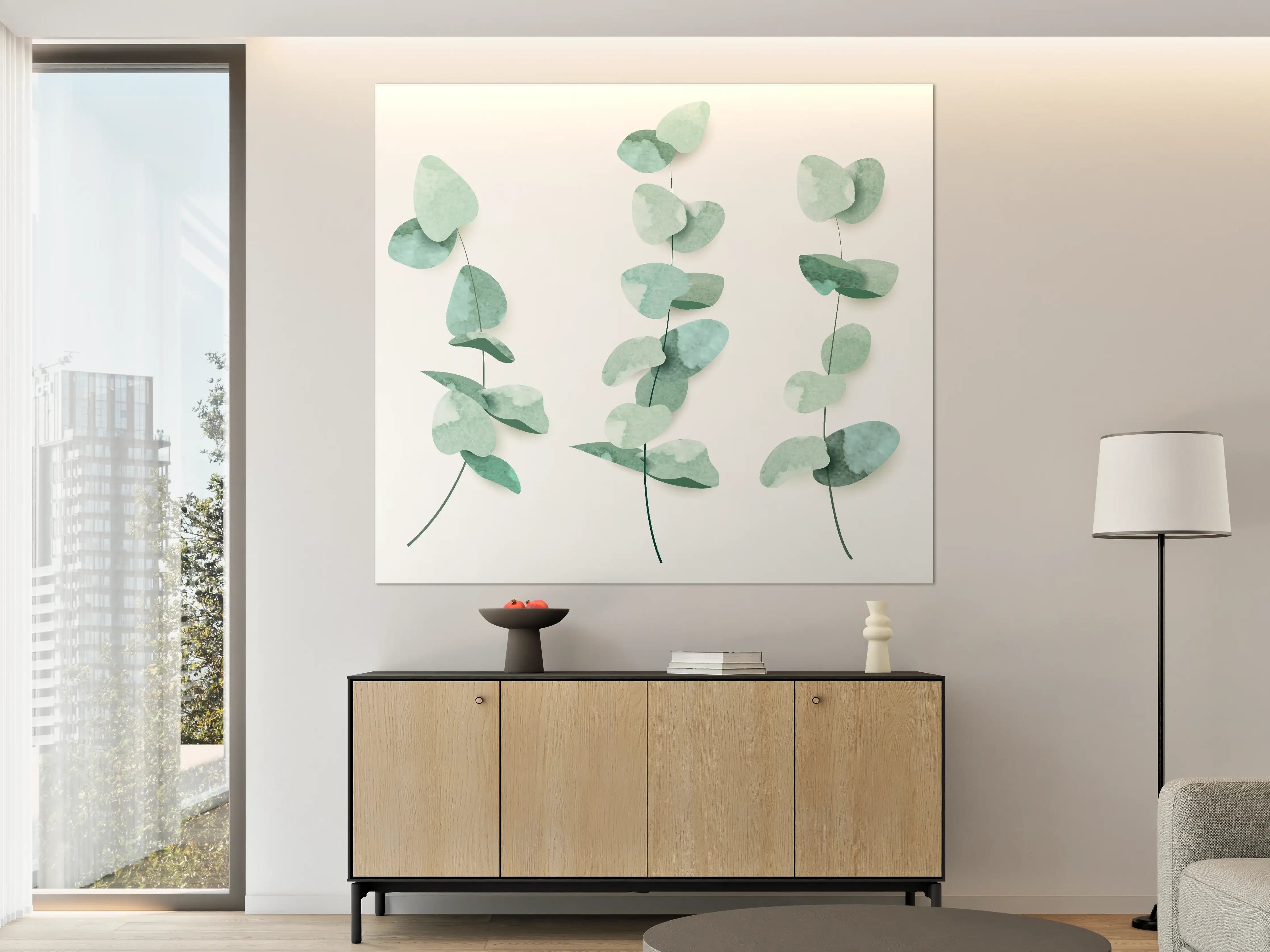 Große Wandbilder - Abstrakte Eukalyptus Aquarell Kunst