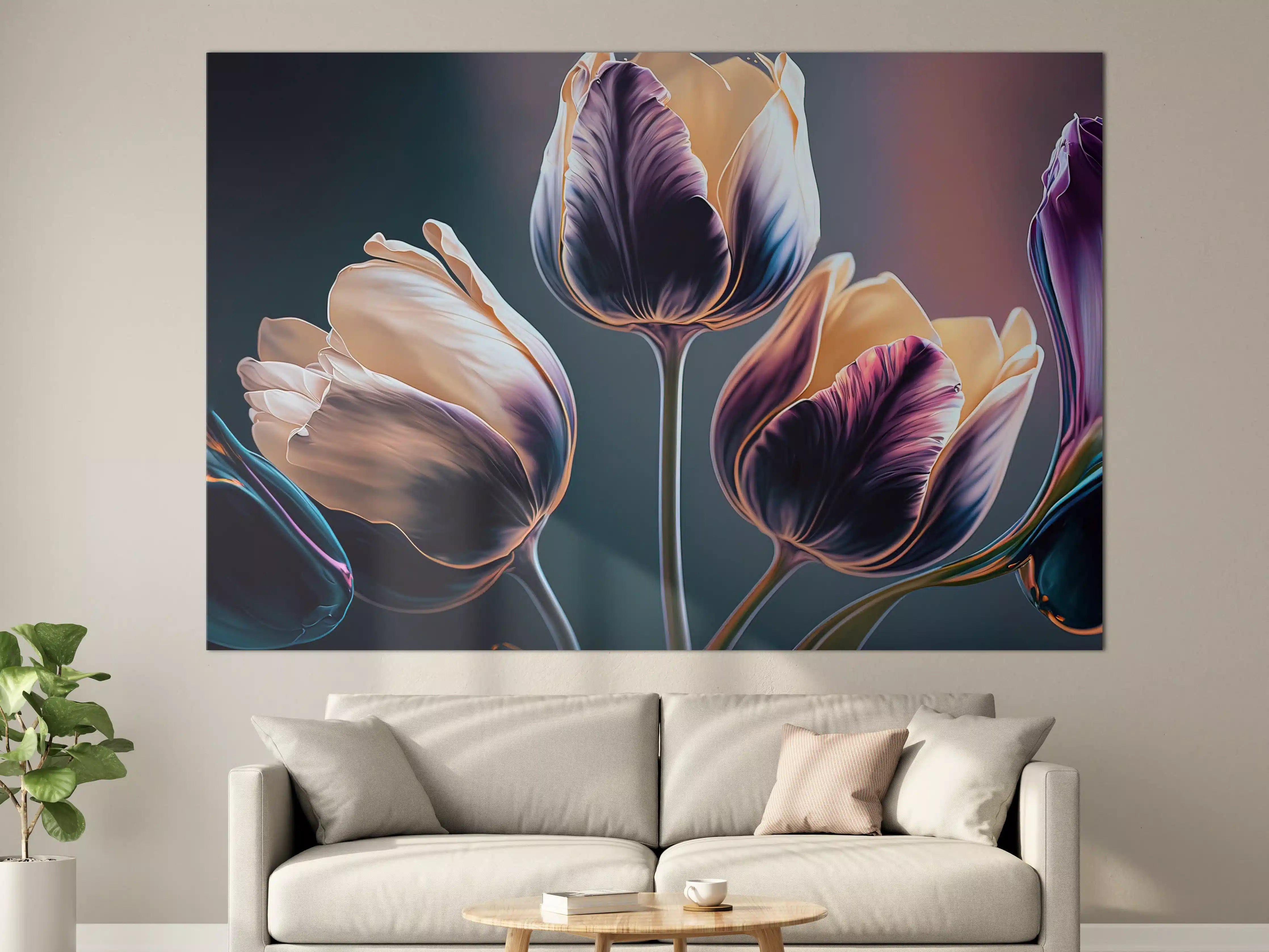 Große Wandbilder - Abstrakte Fließende Tulpen Kunst