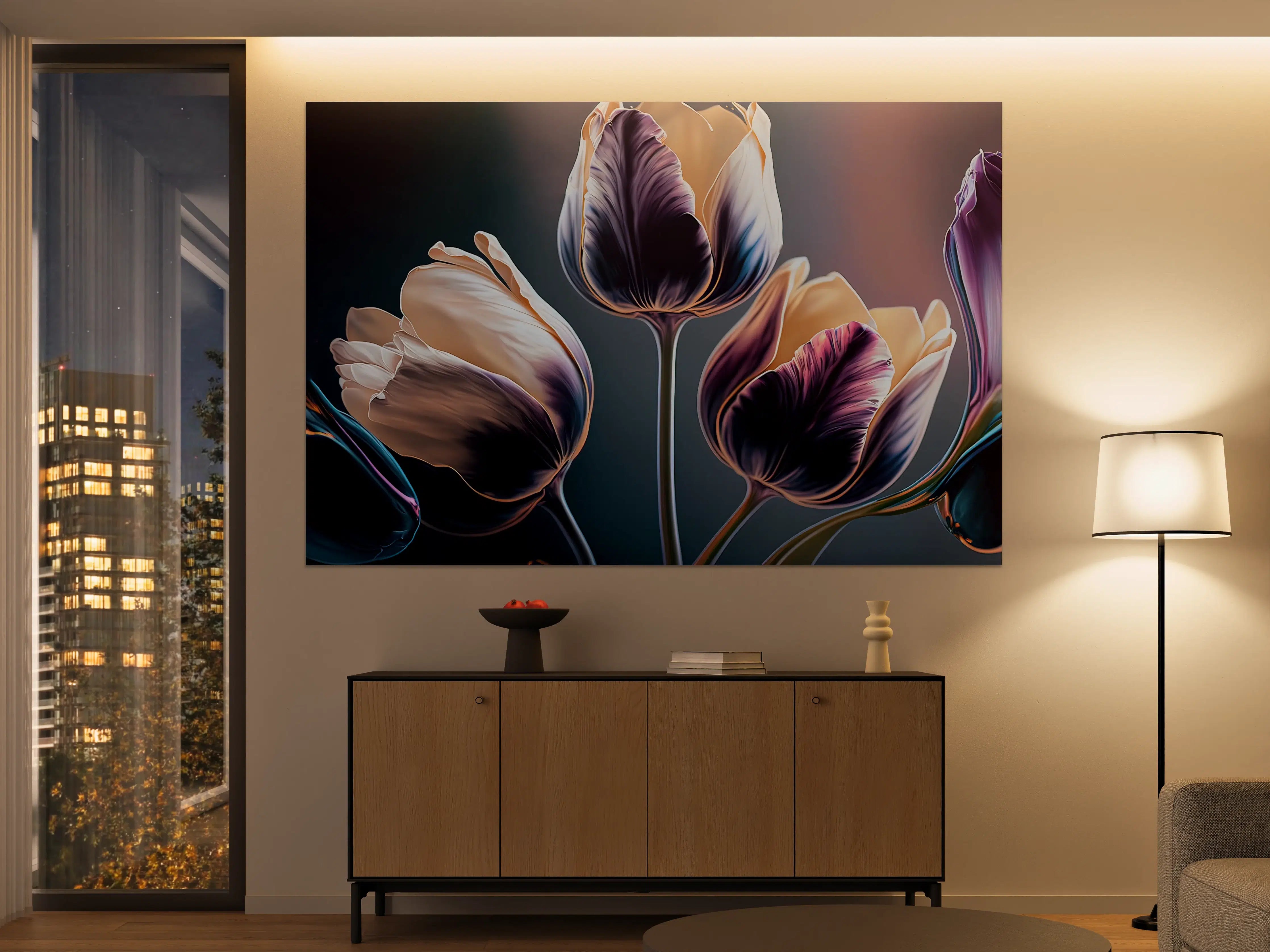 Große Wandbilder - Abstrakte Fließende Tulpen Kunst