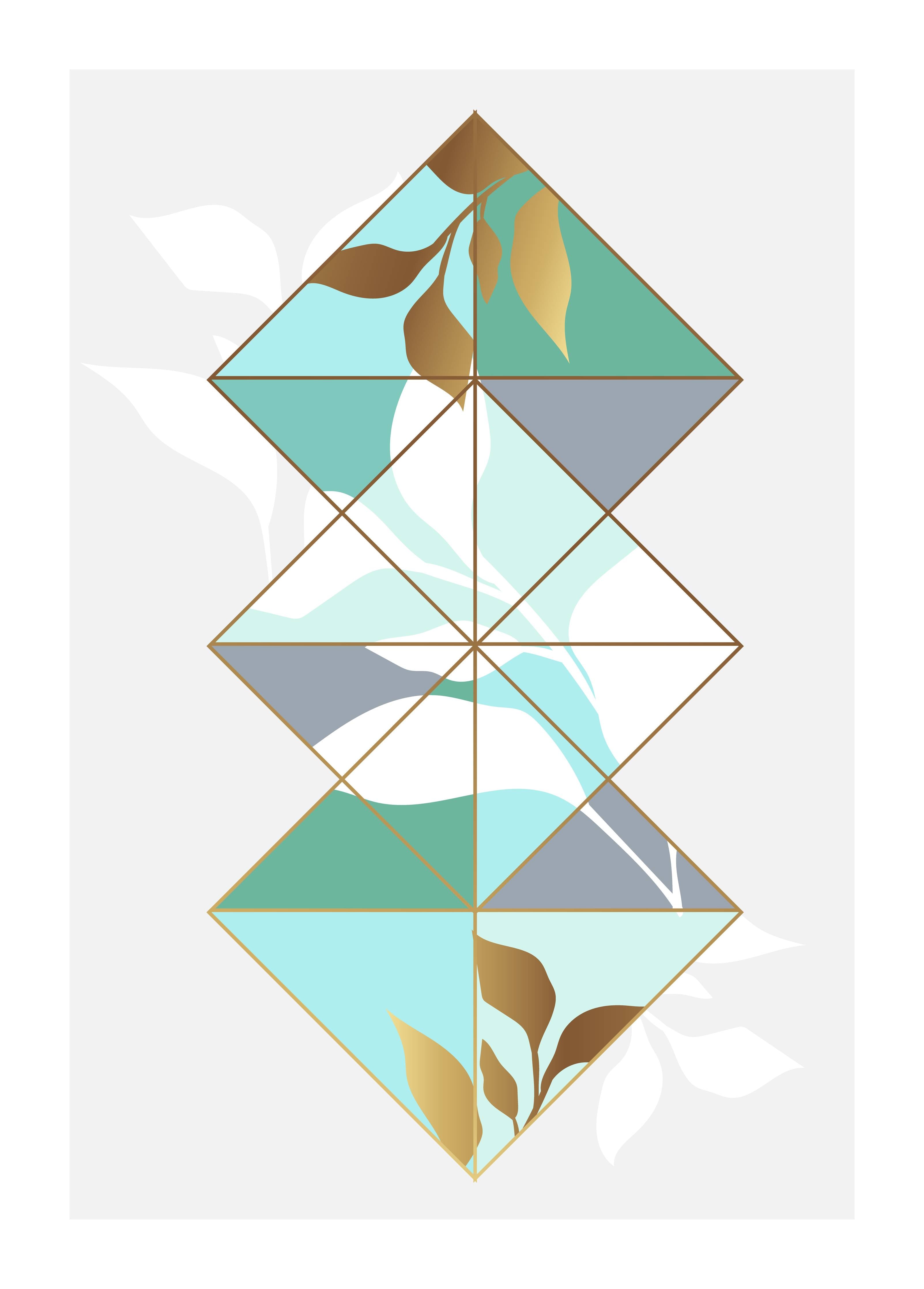 Große Wandbilder-Abstrakte Geometrie mit sanften Blau- und Erdtönen