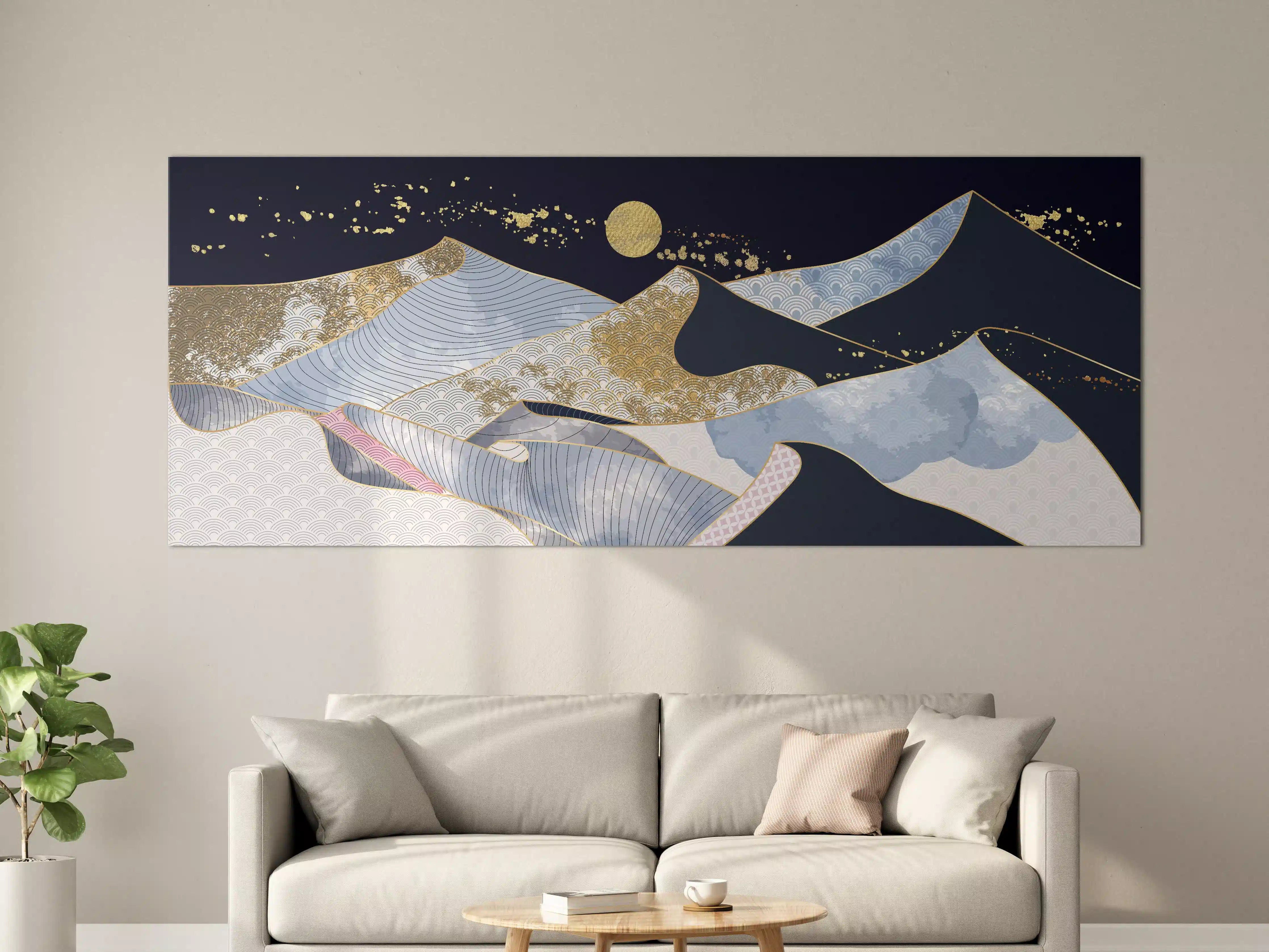 Große Wandbilder - Abstrakte Gold-Mond-Nacht