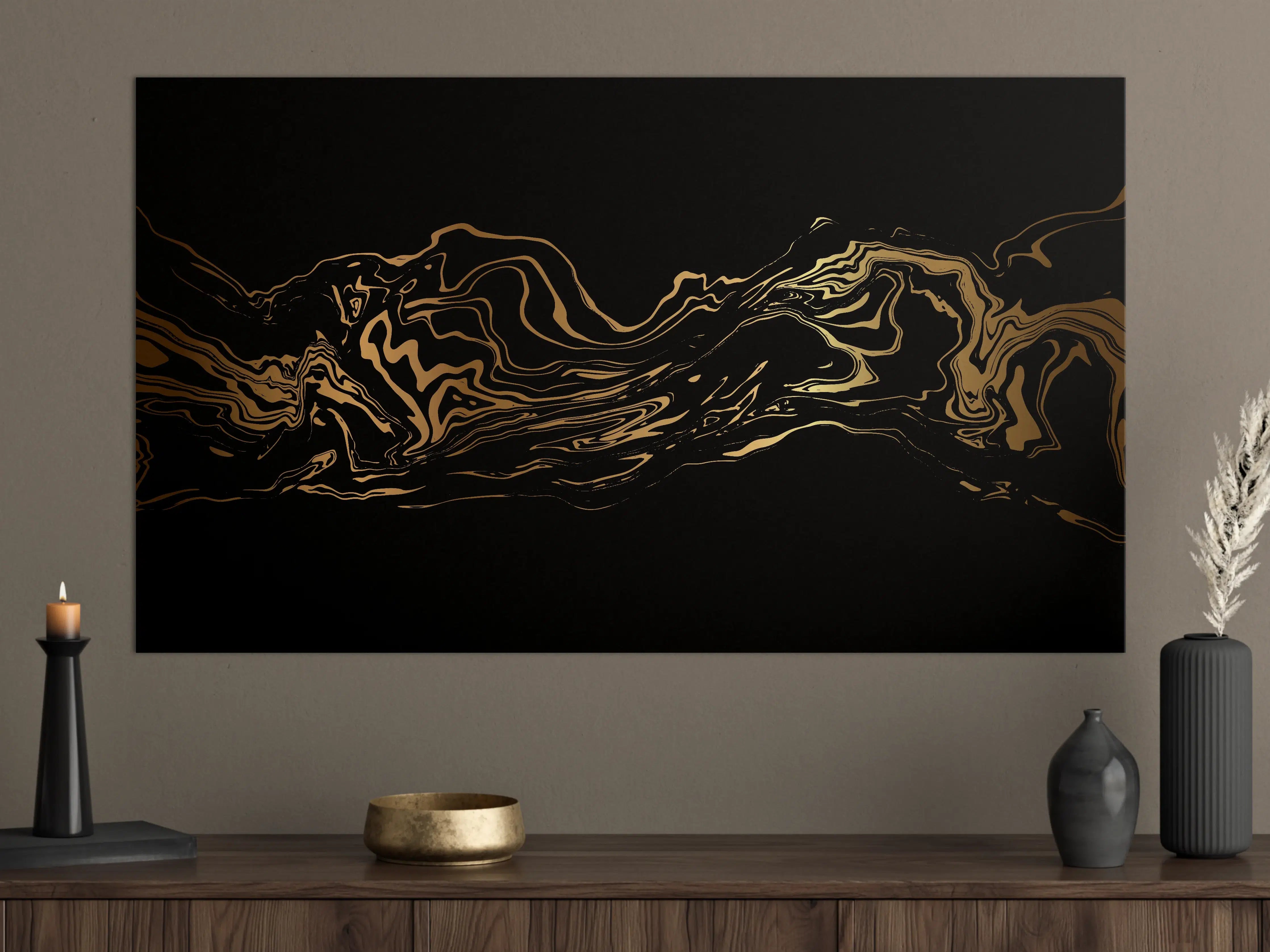 Große Wandbilder - Abstrakte Gold-Schwarz Kunst