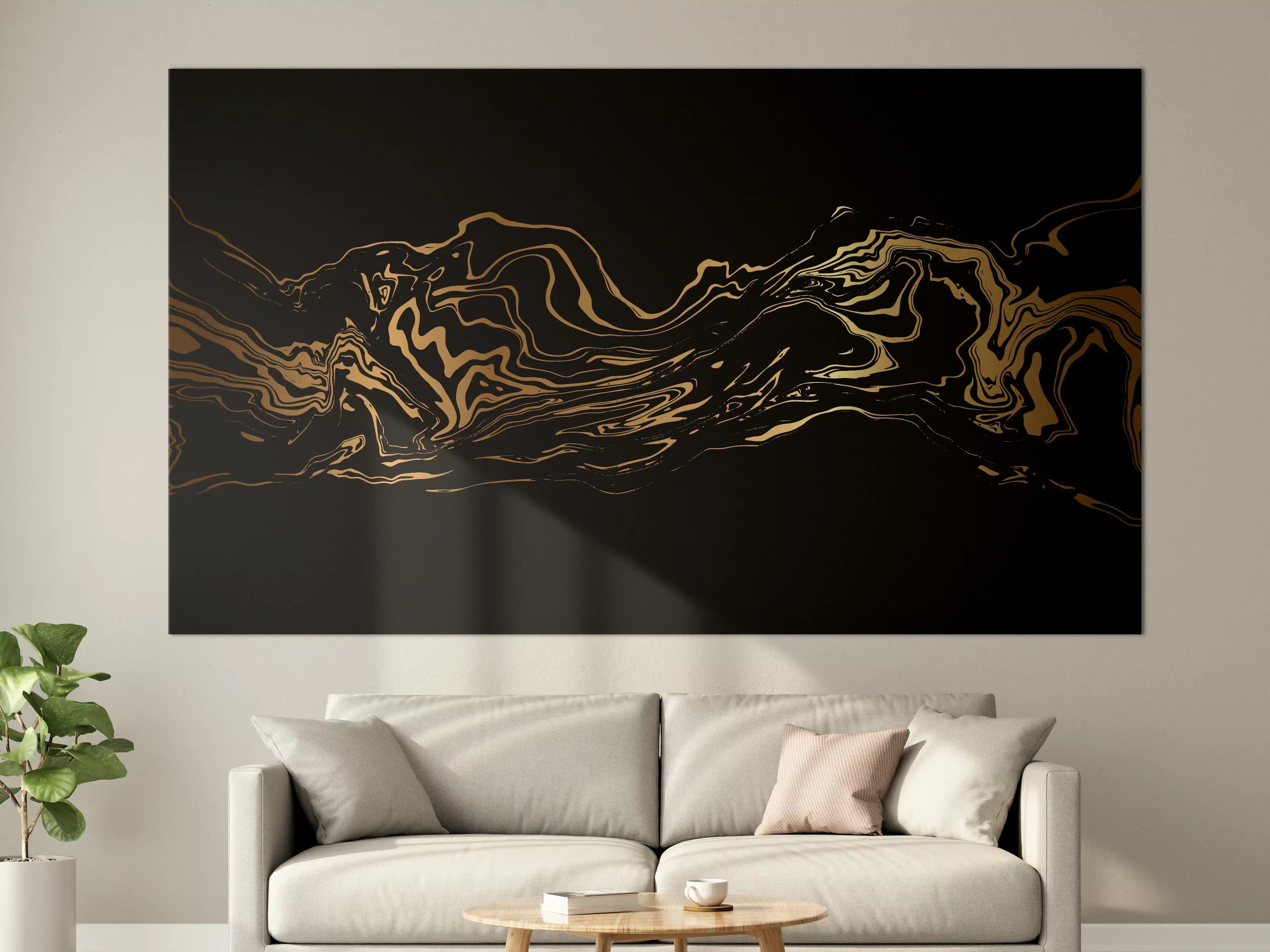 Große Wandbilder - Abstrakte Gold-Schwarz Kunst