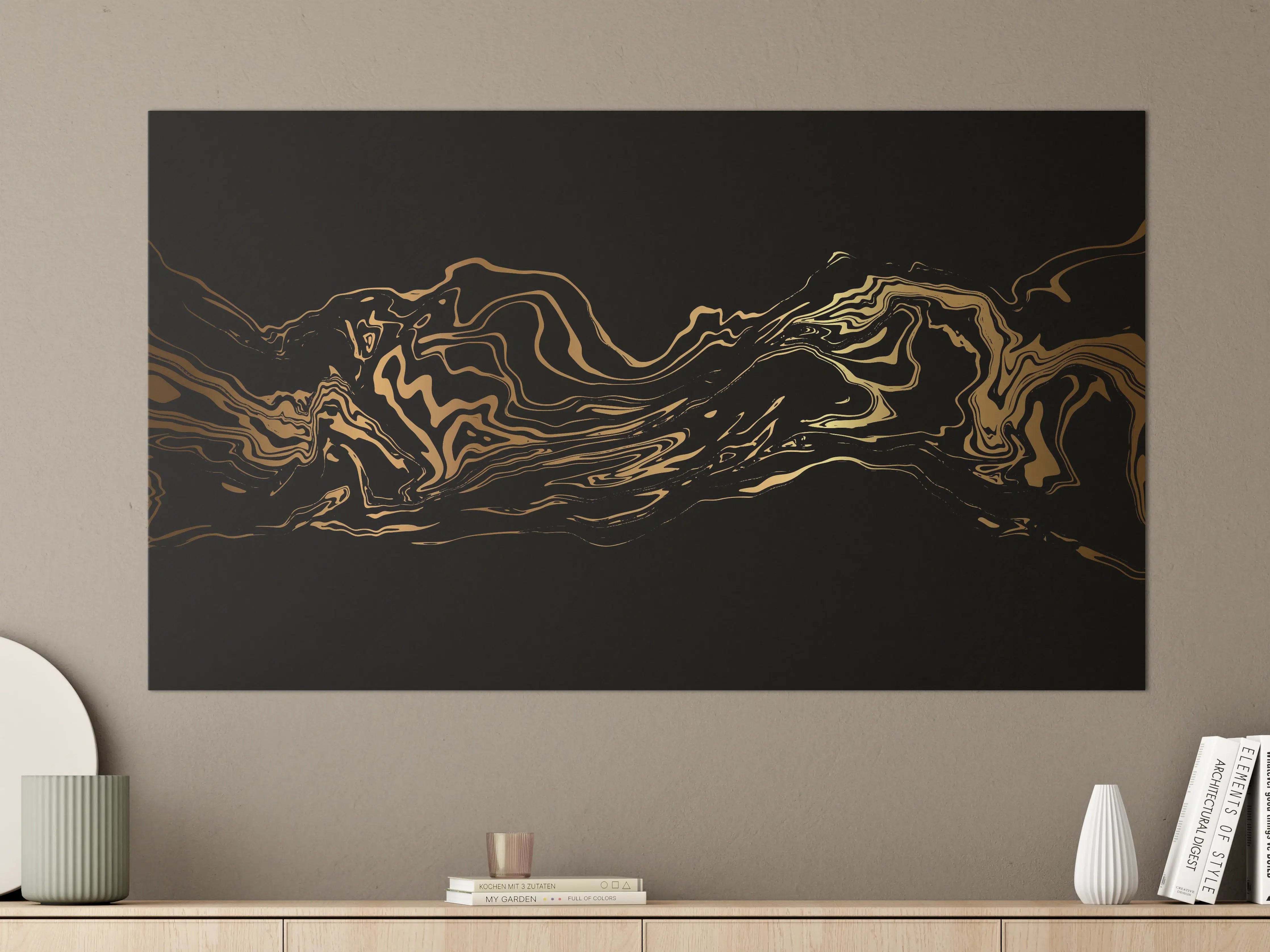 Große Wandbilder - Abstrakte Gold-Schwarz-Textur