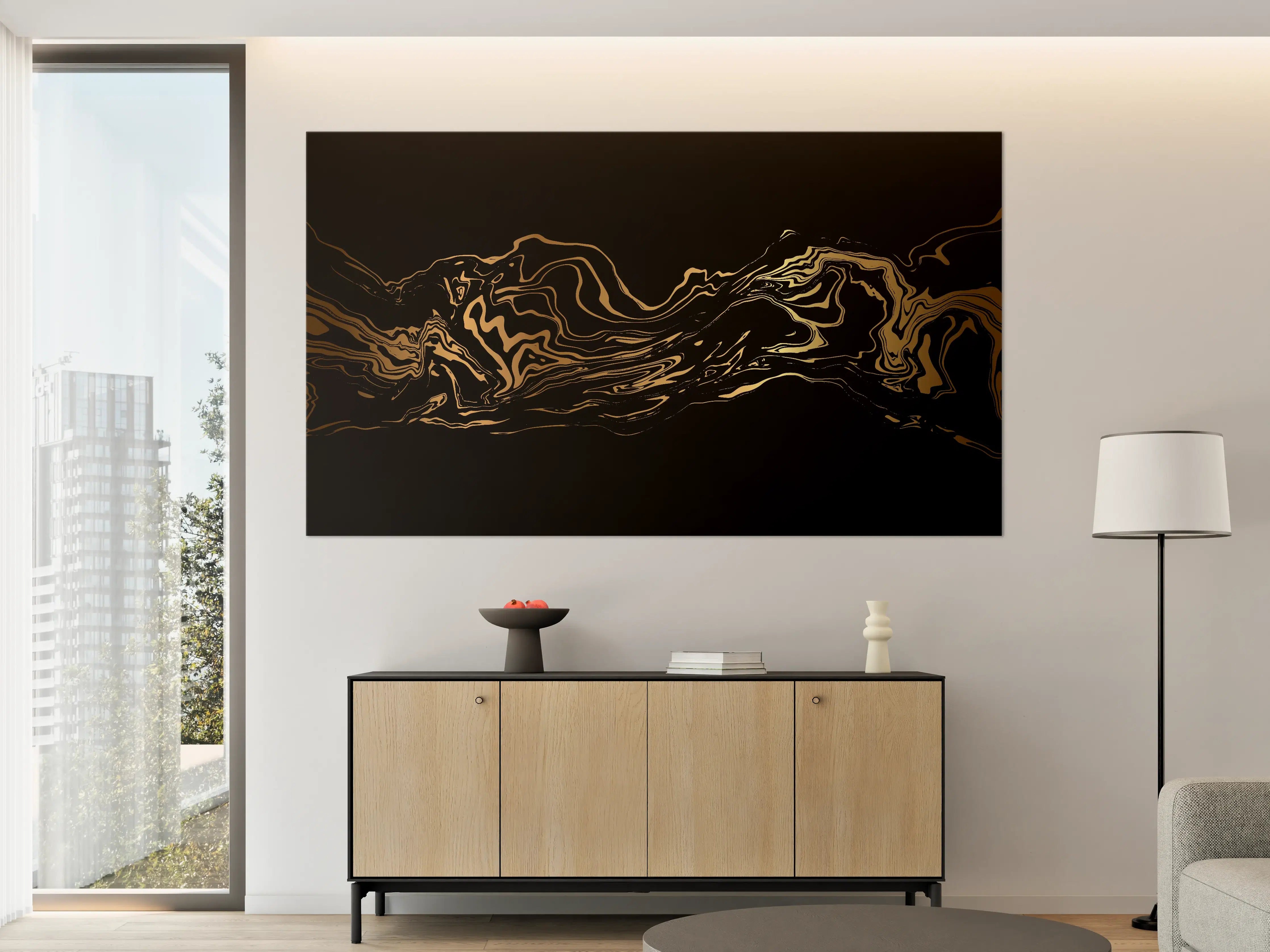 Große Wandbilder - Abstrakte Gold-Schwarz-Textur