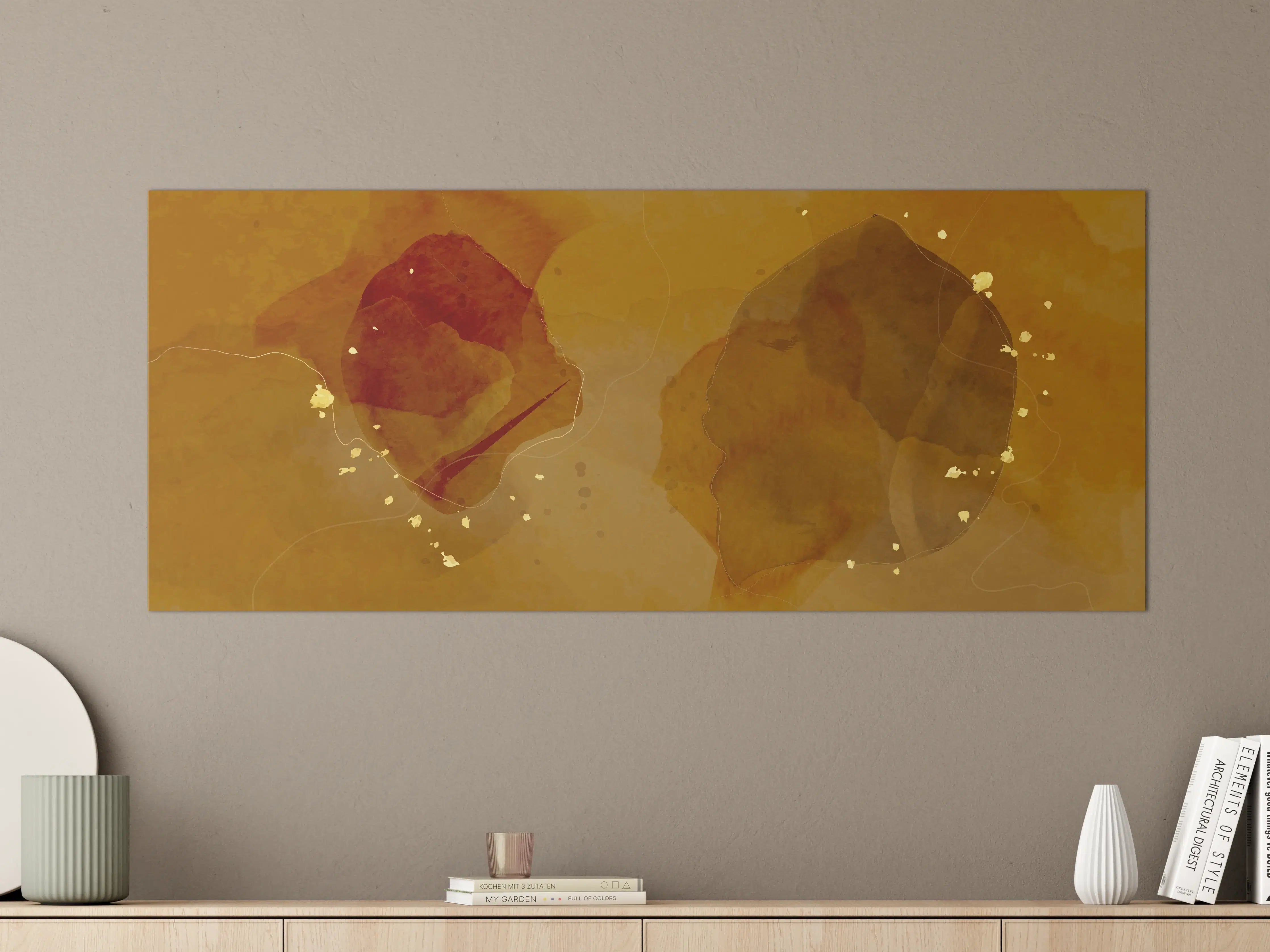 Große Wandbilder - Abstrakte Goldbraune Kunst