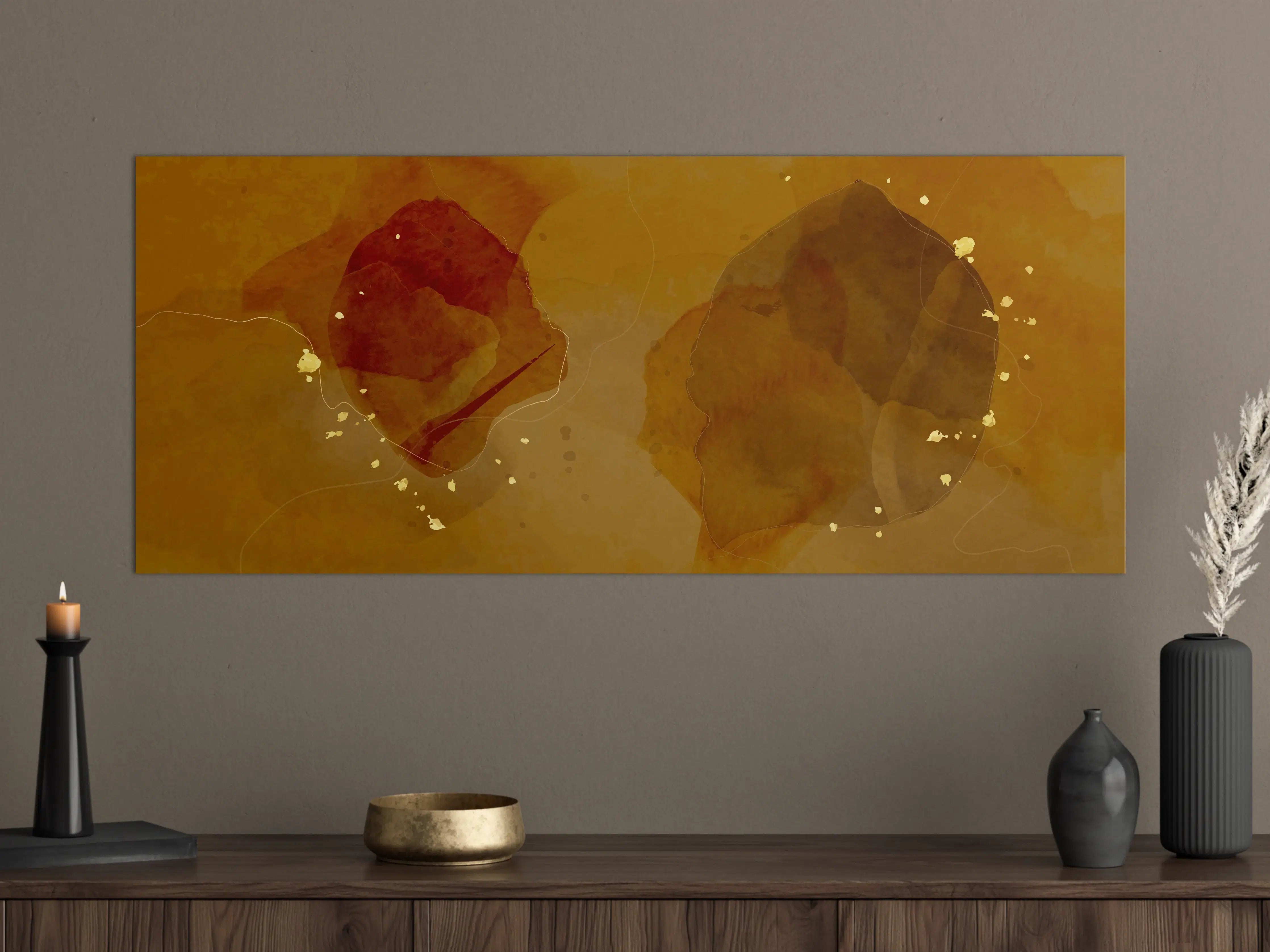 Große Wandbilder - Abstrakte Goldbraune Kunst