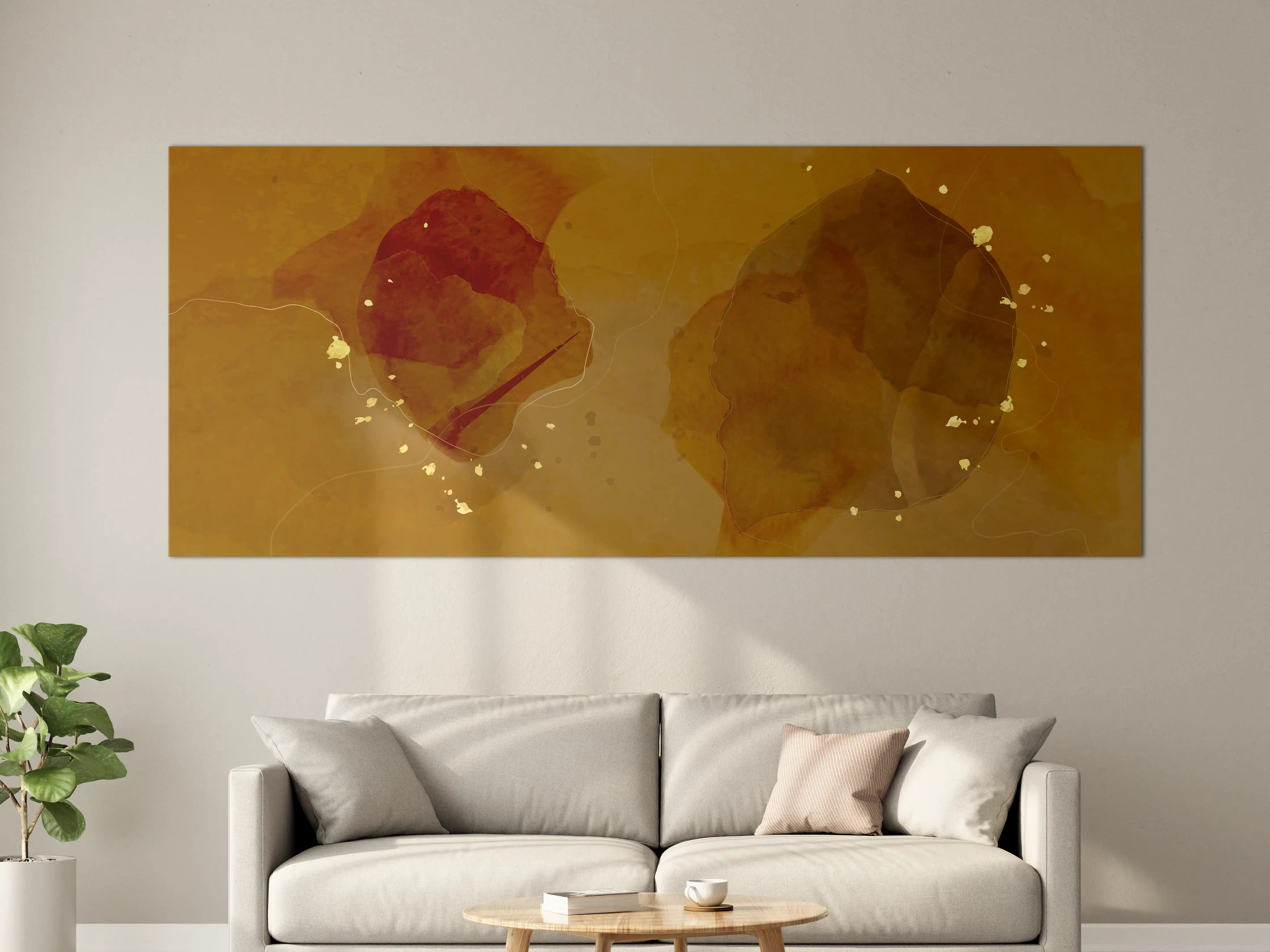 Große Wandbilder - Abstrakte Goldbraune Kunst