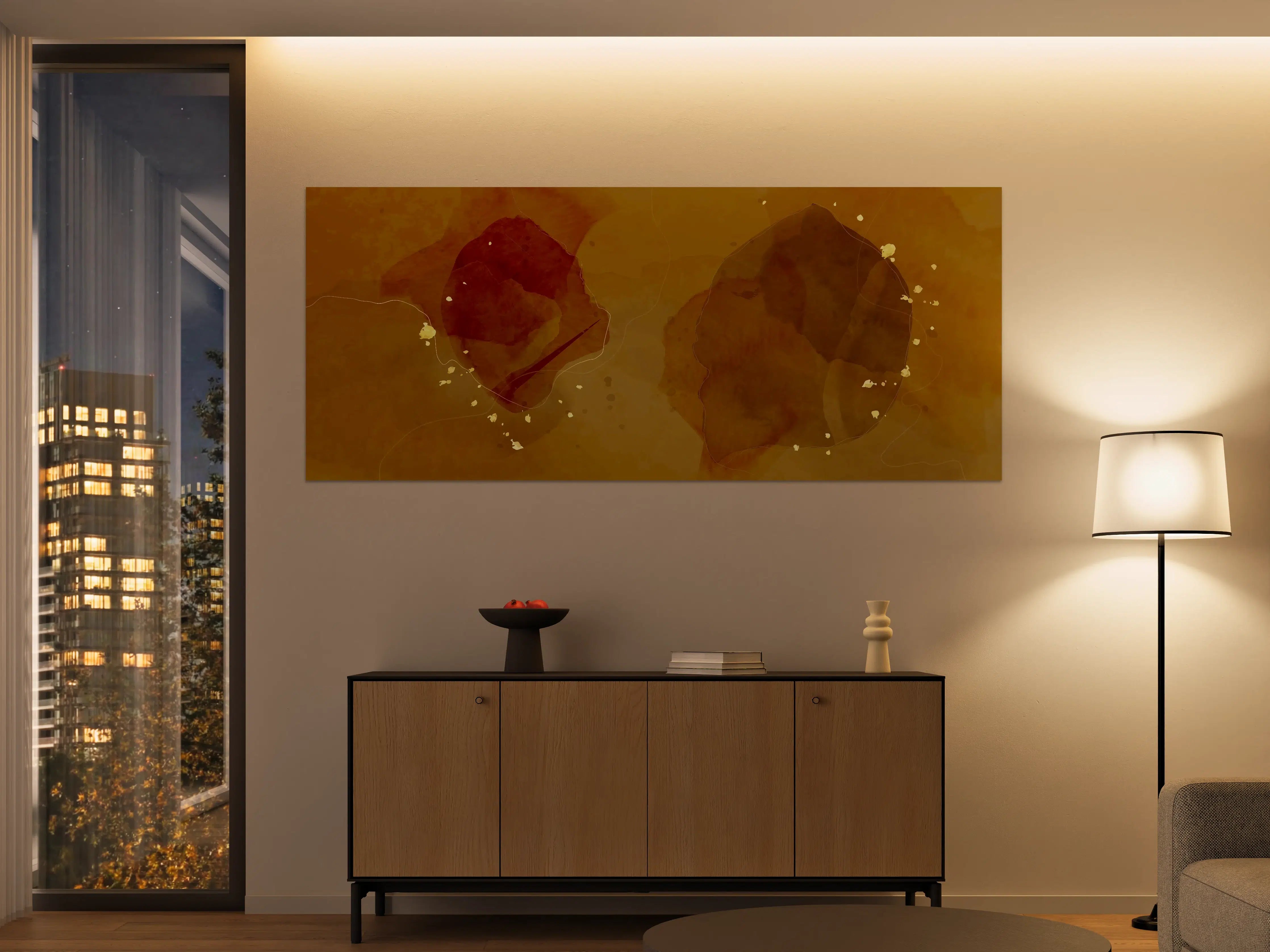 Große Wandbilder - Abstrakte Goldbraune Kunst