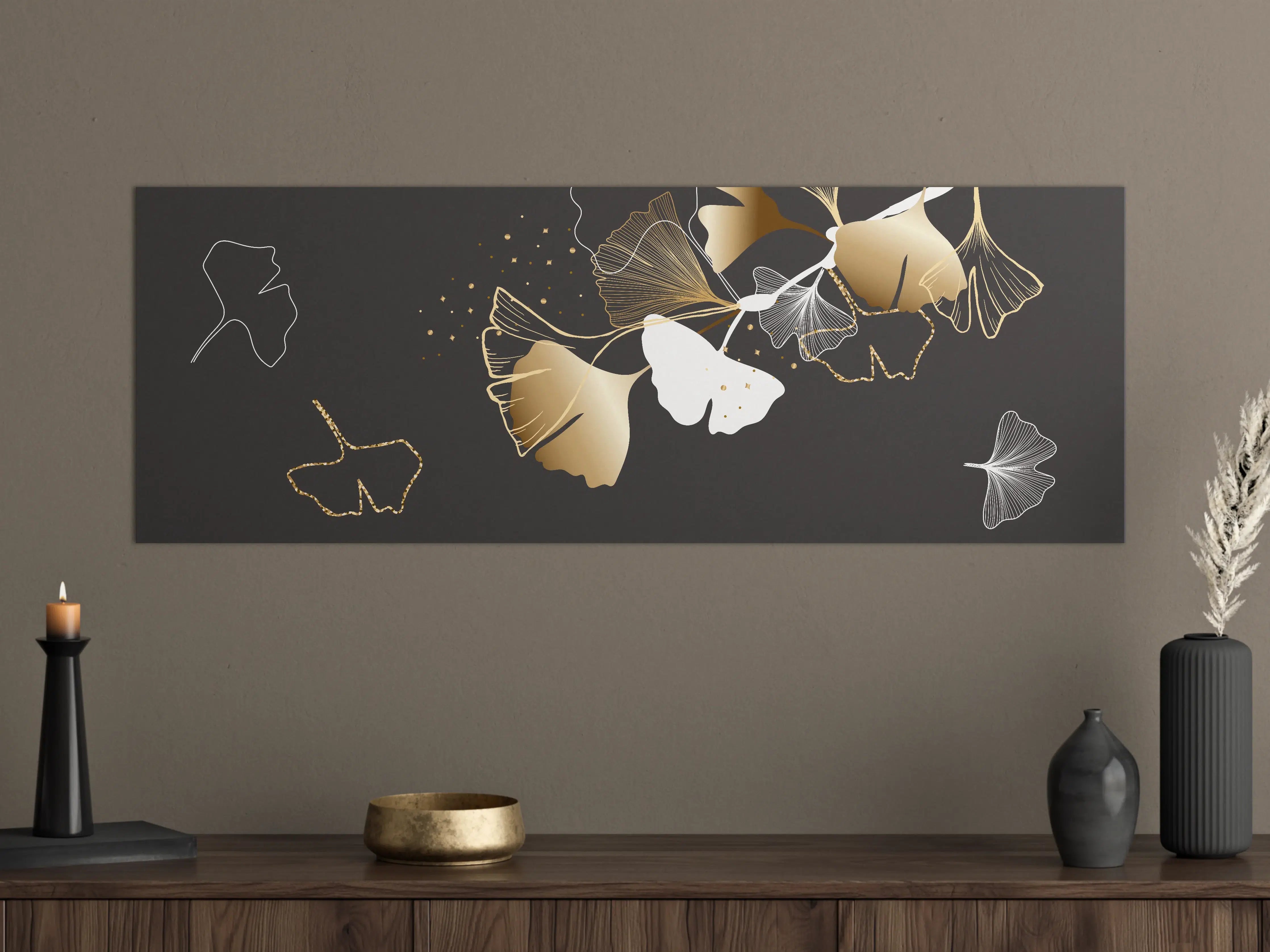 Große Wandbilder - Abstrakte Goldene Schmetterlinge