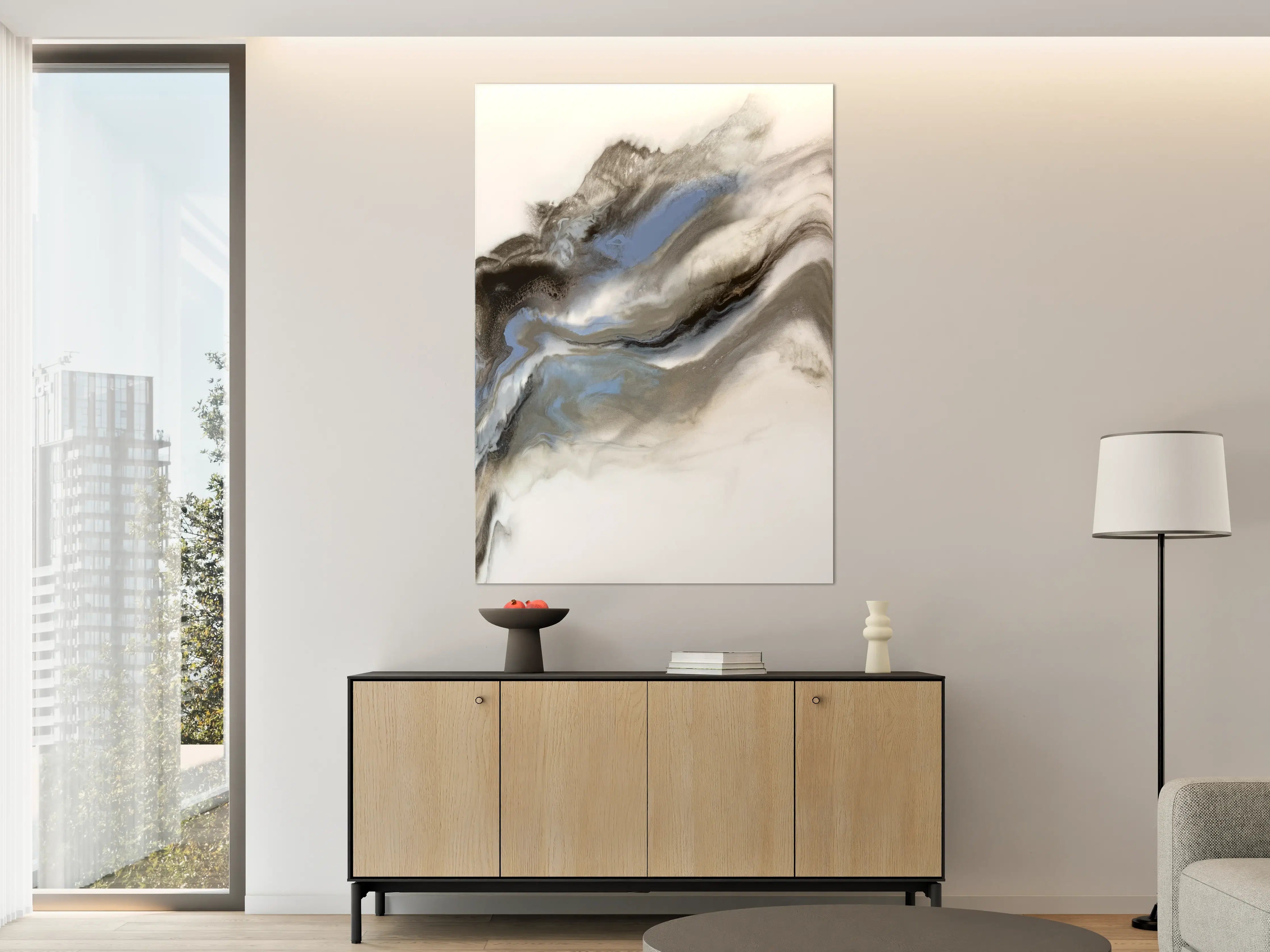 Große Wandbilder - Abstrakte Grau-Weiß Kunsttextur