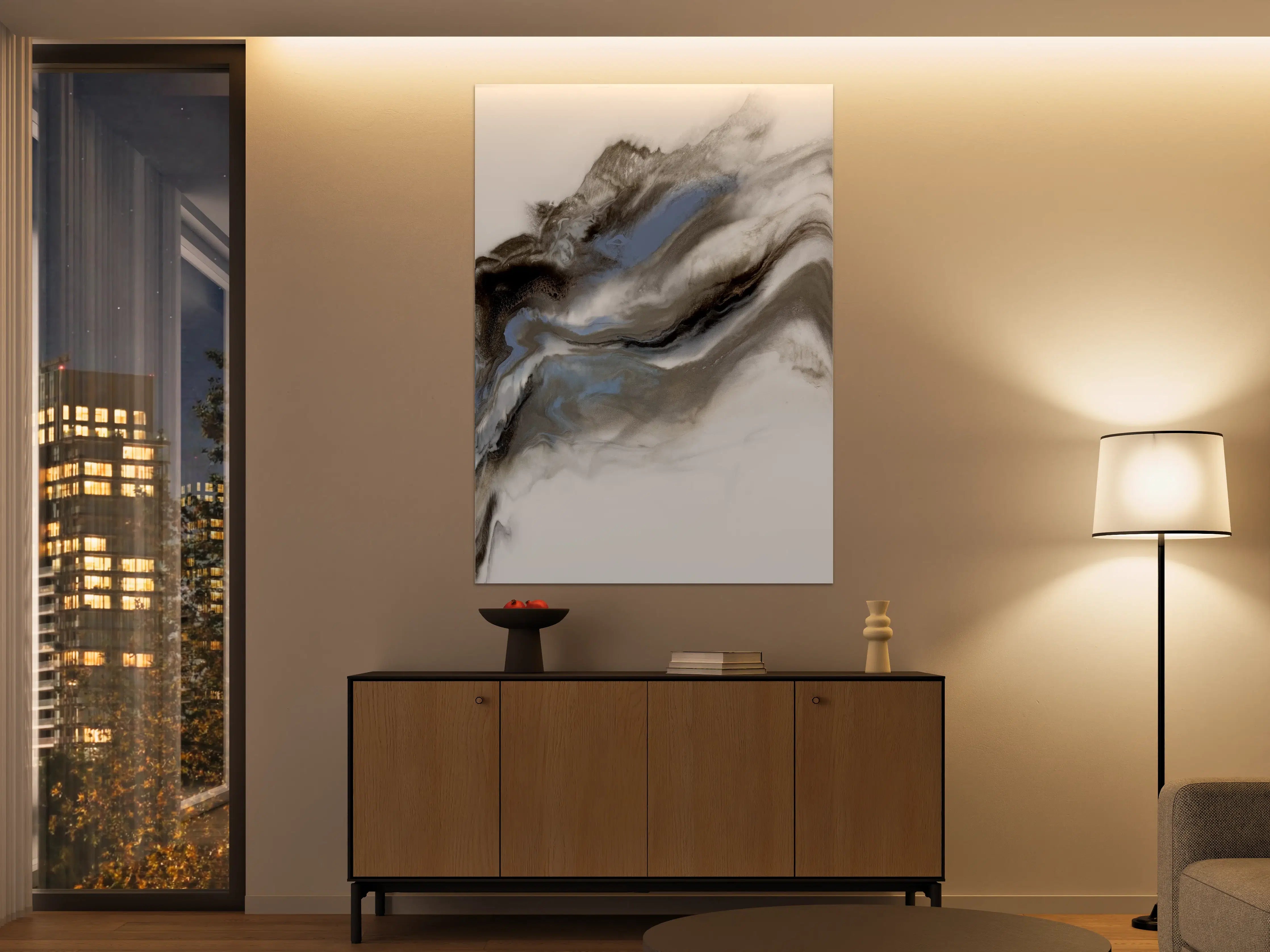 Große Wandbilder - Abstrakte Grau-Weiß Kunsttextur
