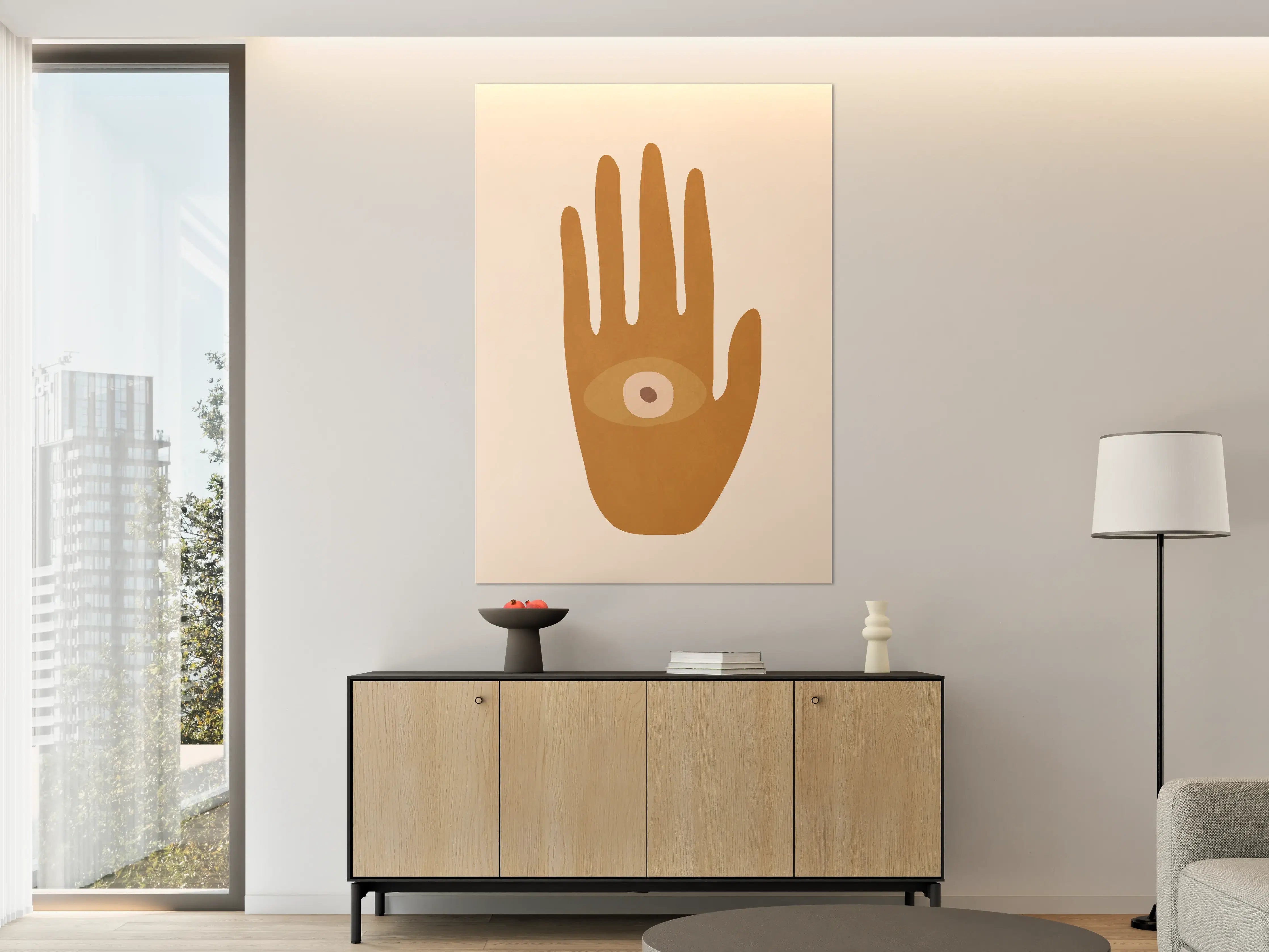 Große Wandbilder - Abstrakte Hand mit Auge in Erdfarben