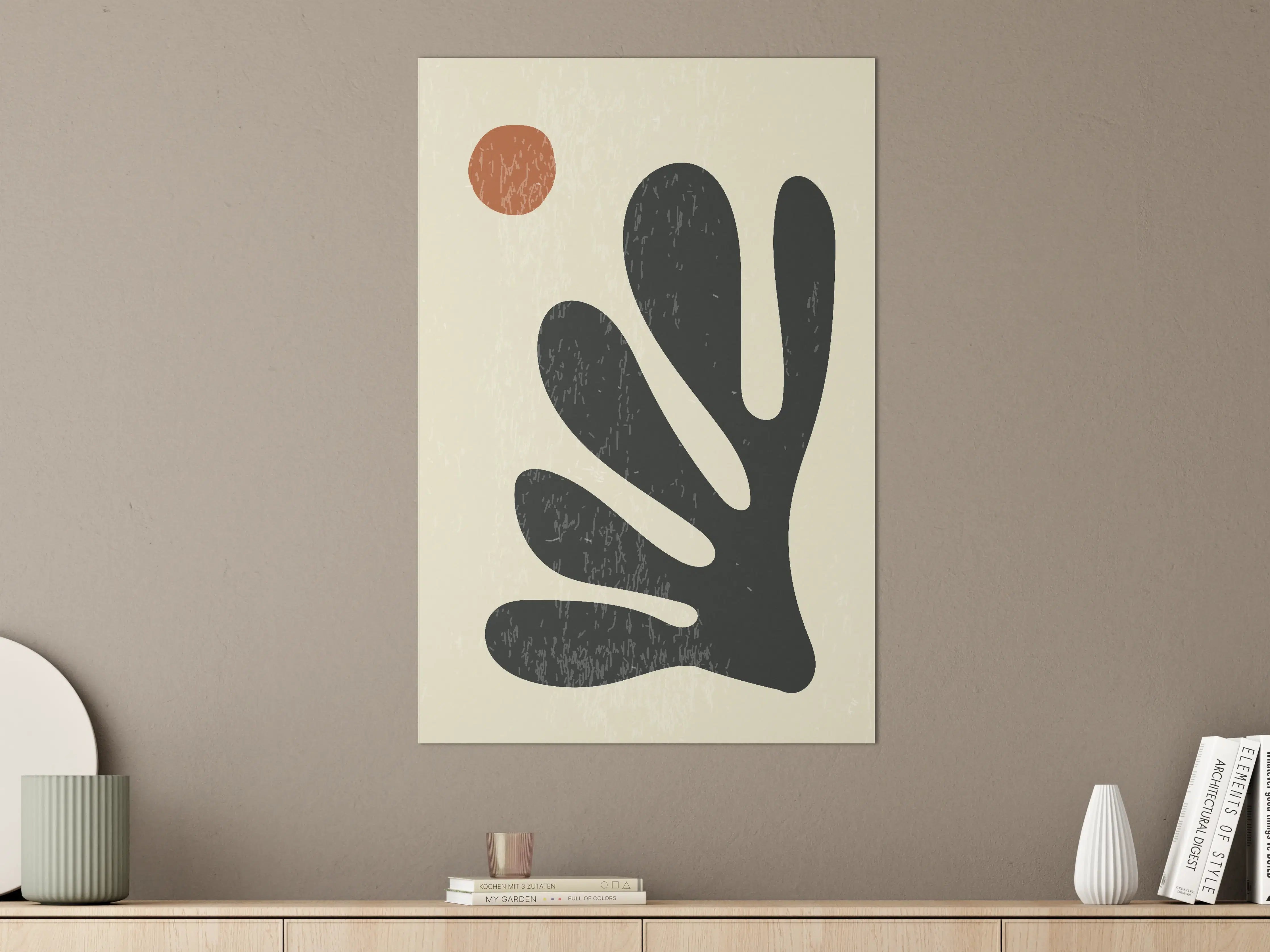 Große Wandbilder - Abstrakte Handsilhouette mit Sonnenmotiv