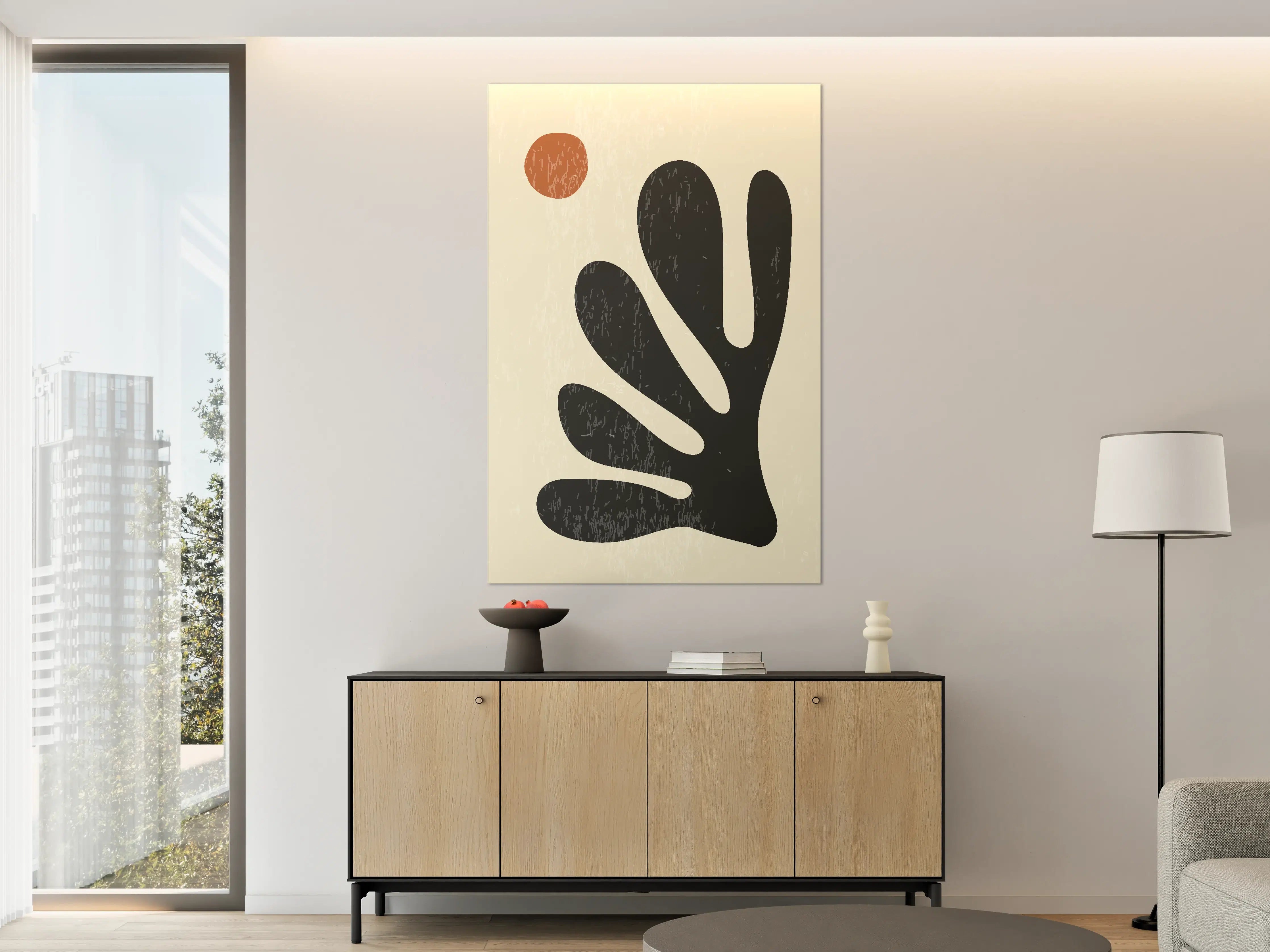 Große Wandbilder - Abstrakte Handsilhouette mit Sonnenmotiv