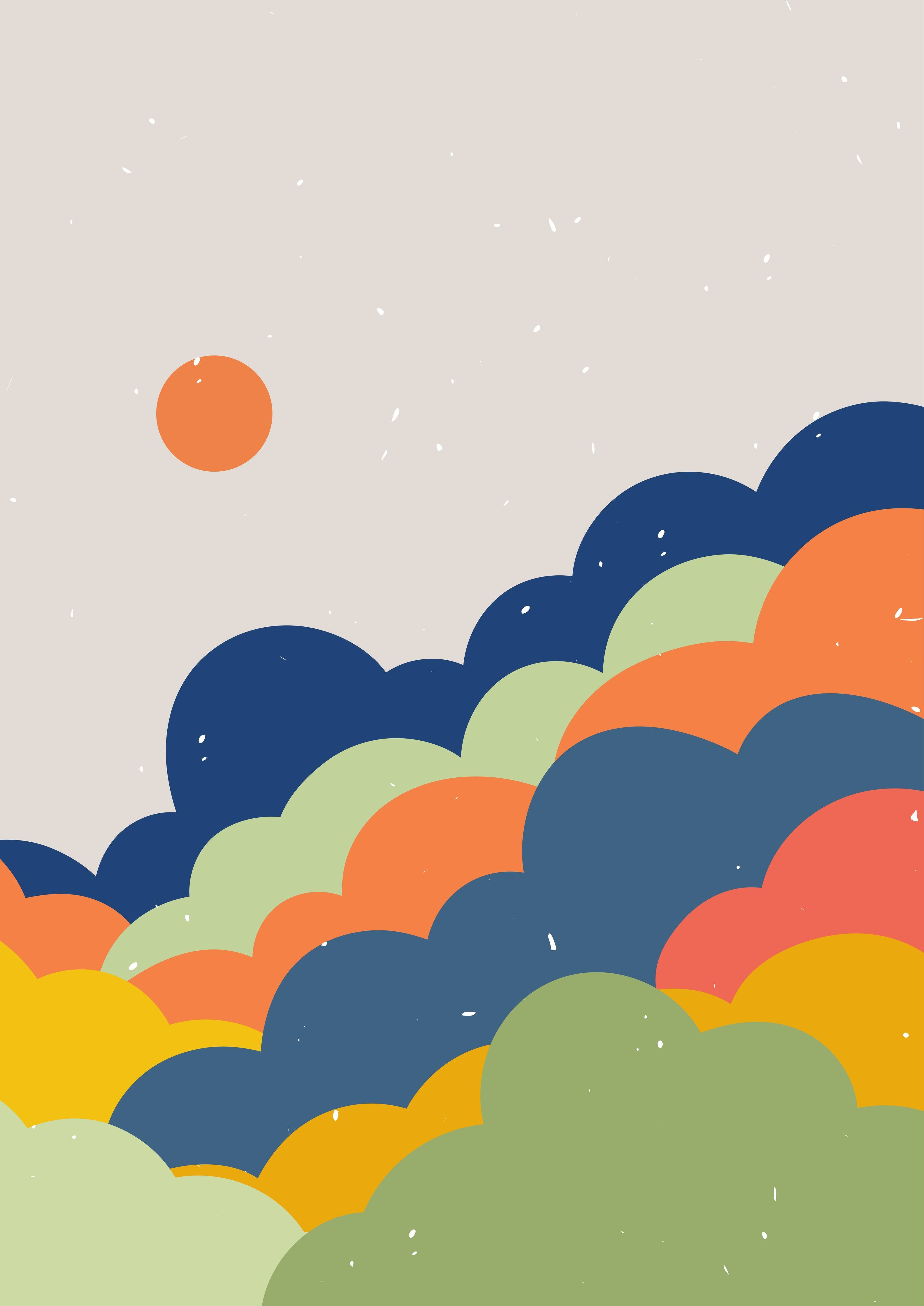 Große Wandbilder-Abstrakte Himmelsszene mit bunten Wolken