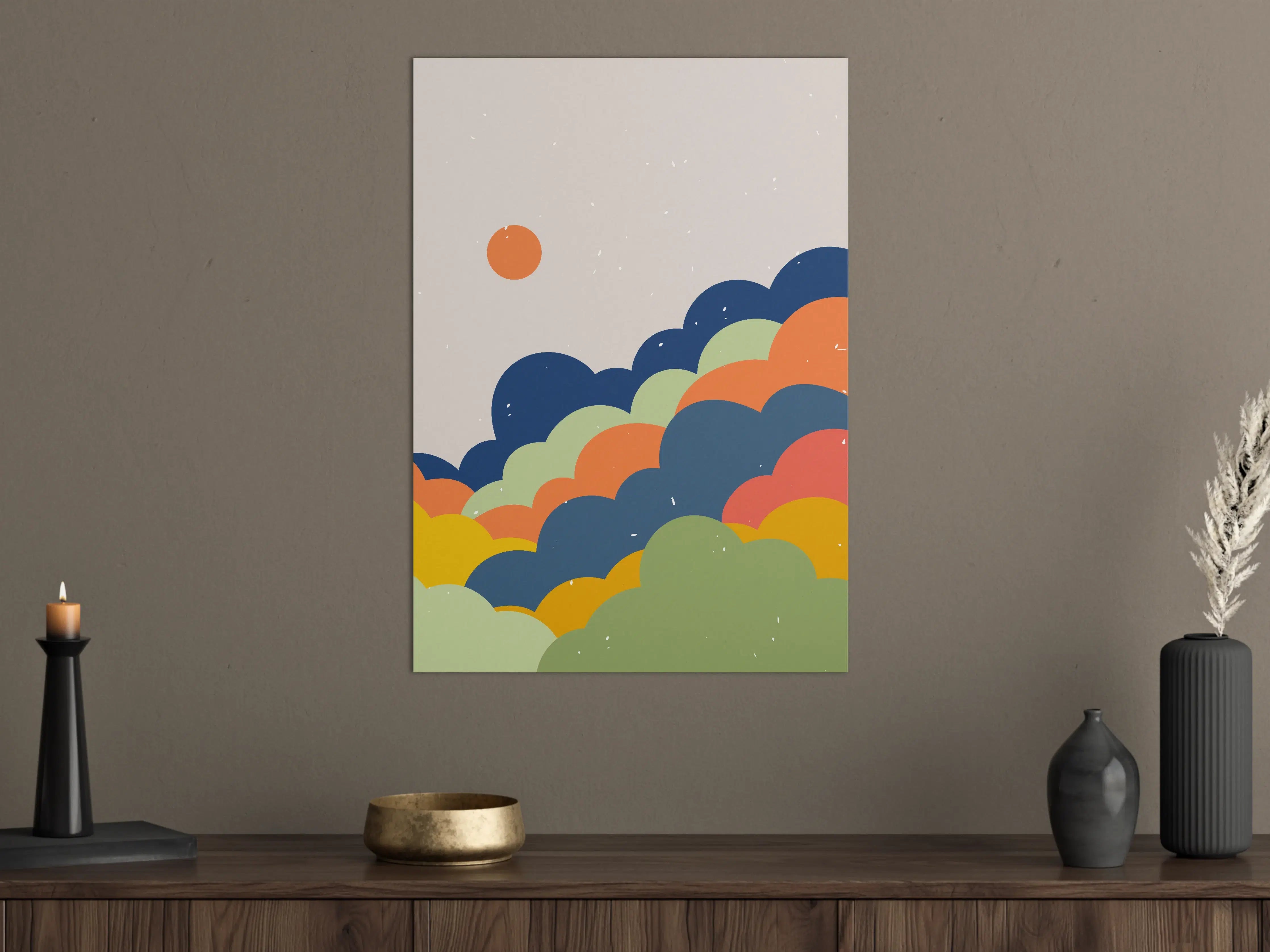 Große Wandbilder - Abstrakte Himmelsszene mit bunten Wolken