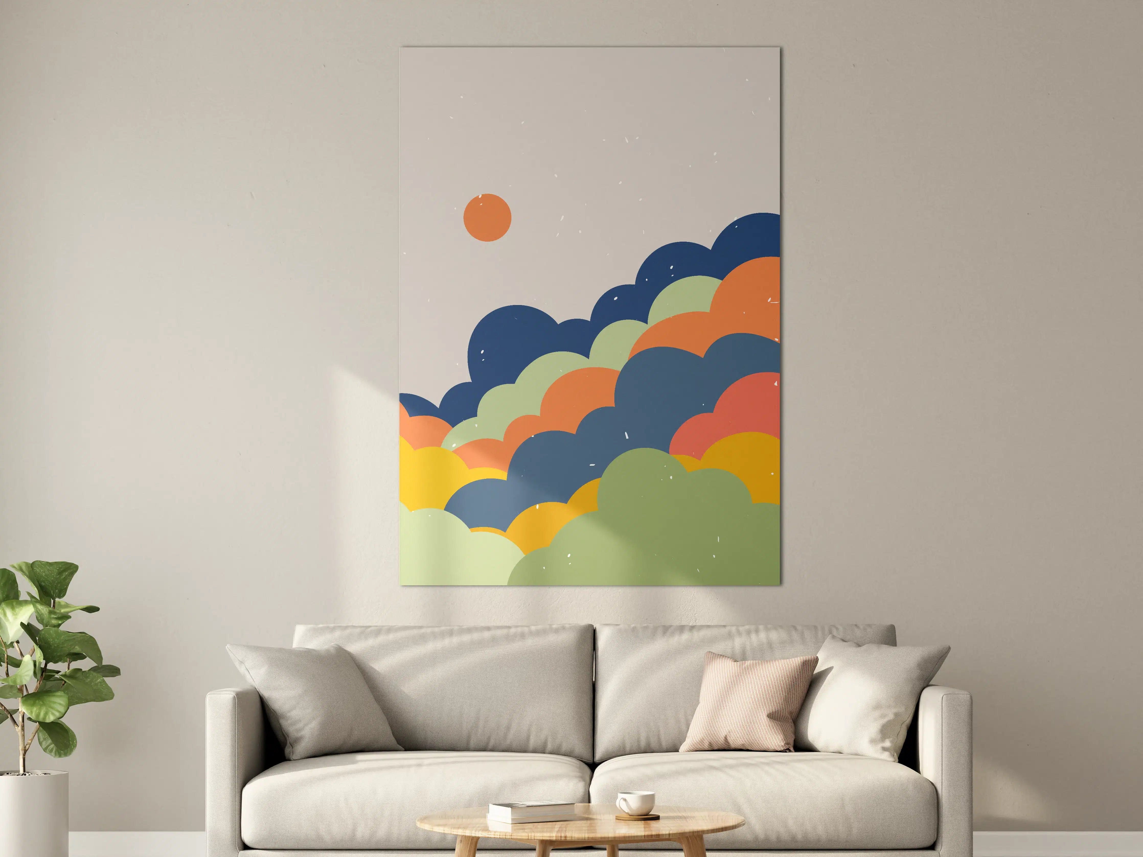 Große Wandbilder - Abstrakte Himmelsszene mit bunten Wolken
