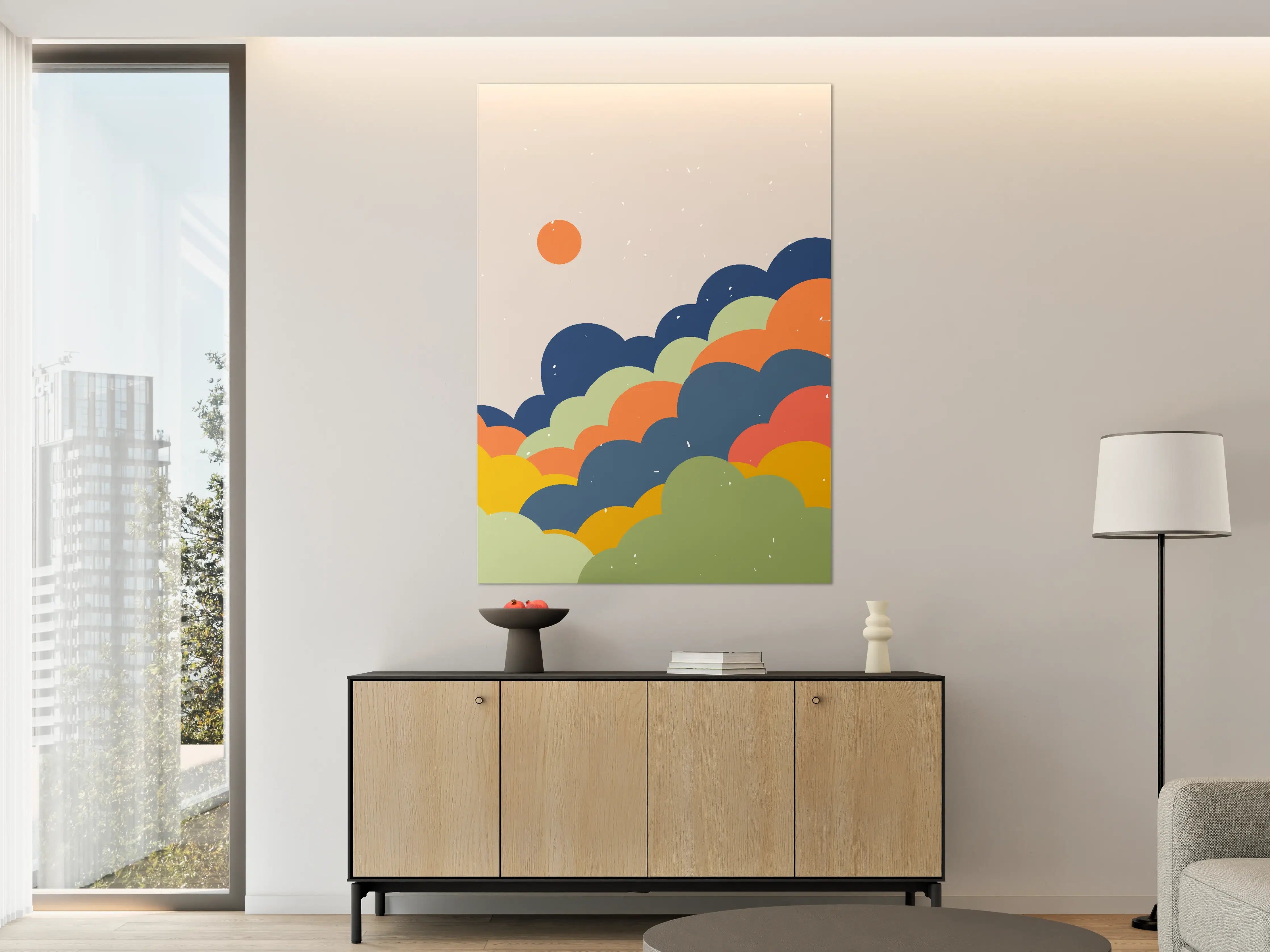 Große Wandbilder - Abstrakte Himmelsszene mit bunten Wolken